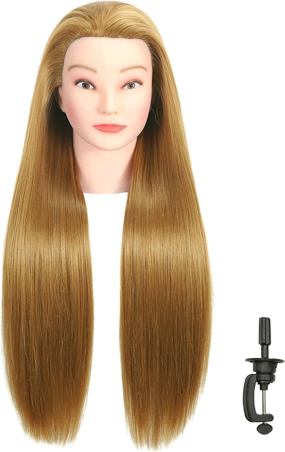OSEN 30 Inch Golden Synthetic Fiber Mannequin Head for Hairdressing & Styling Training - Perfect for Salon Practice, Cosmetology School, and Hair Extension Practice