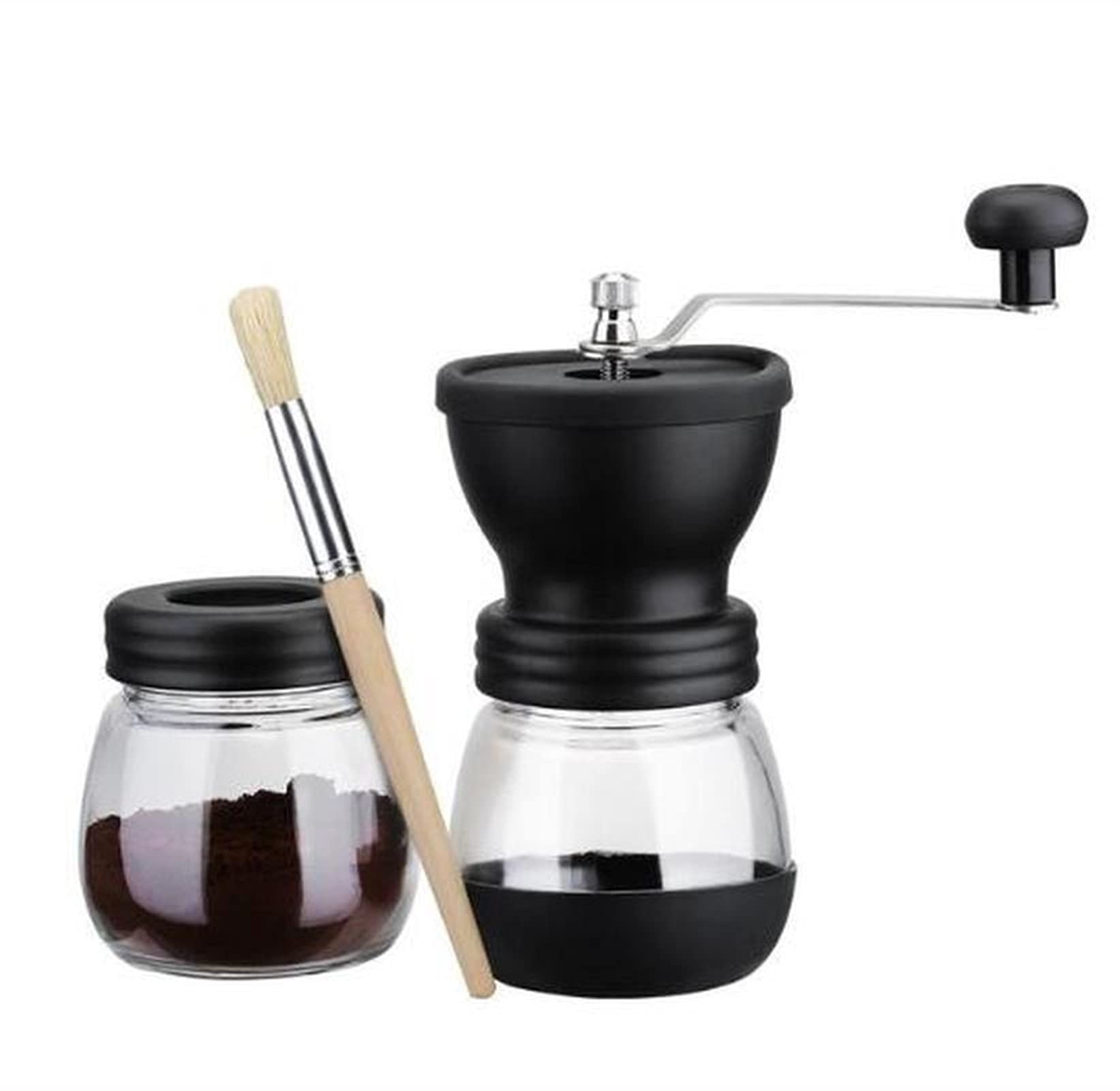 Premium Manual Coffee Grinder with Ceramic Burr - Portable Hand Crank Coffee Bean Mill with Glass Storage Jar - Perfect for Home, Office & Travel - Durable Kitchen Tool for Fresh Ground Coffee (Color: AB)