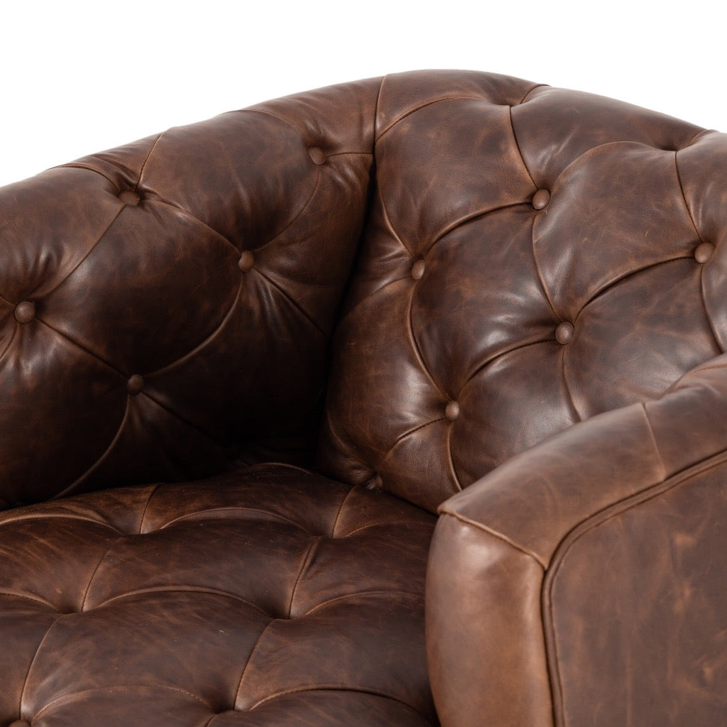 Paul Swivel Chair Raleigh Cigar - Modern Leather Office Chair with 360° Rotation - Perfect for Home Office, Study Room & Executive Workspaces