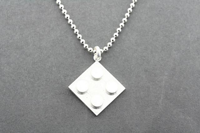 Sterling Silver Lego Pendant Necklace with 80cm Ball Chain - Perfect for Gifts, Cosplay, and Everyday Wear