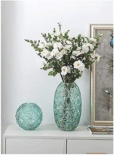 Transparent Glass Vase with Golden Border - Small Green Flower Vase for Home Decoration, Floral Arrangement, Water Display | Perfect for Living Room, Dining Table, Wedding Centerpiece & Gift