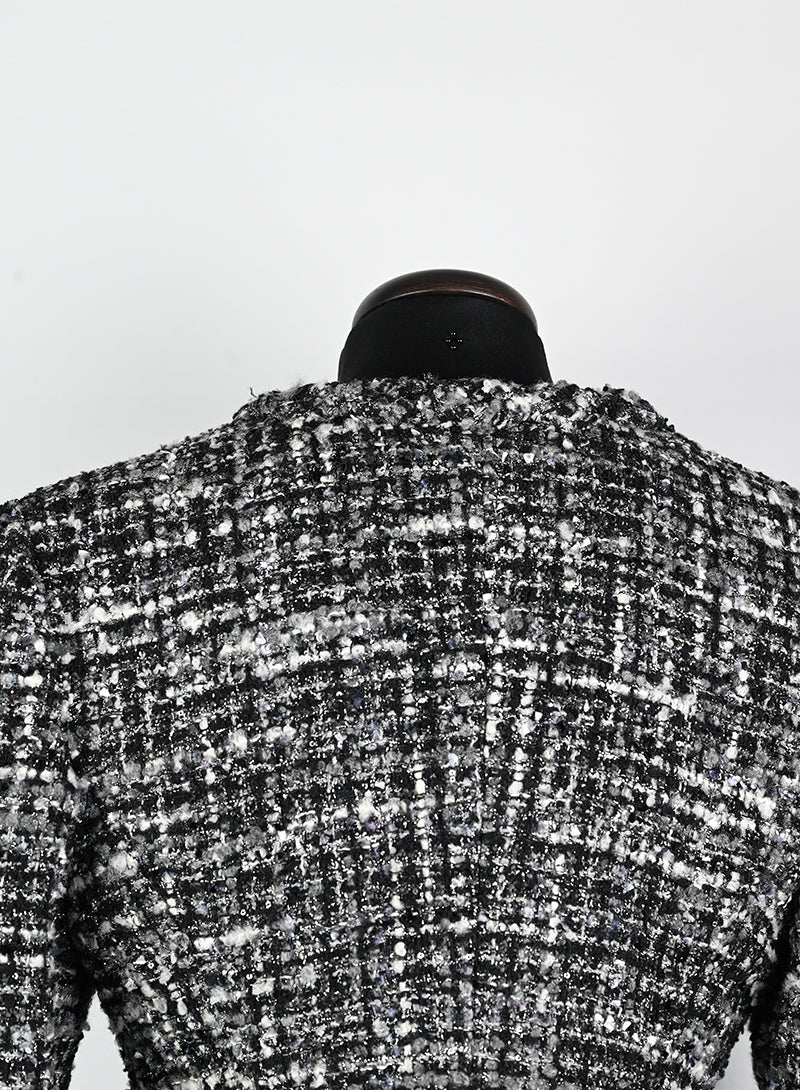 Valentino Black & White Bouclé Jacket - Size 42 | Luxury Women's Outerwear for Office & Evening Events