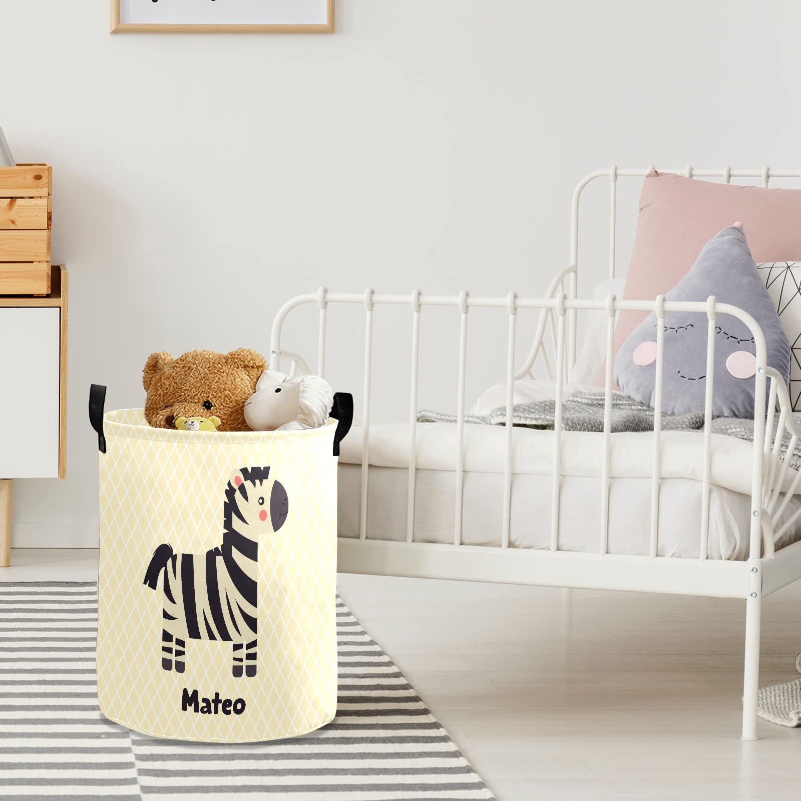 Collapsible Zebra Laundry Basket for Kids Room & Nursery Decor