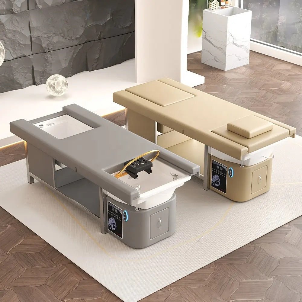 Premium SalonLand Thai Head SPA Shampoo Bed with Ceramic Basin - Adjustable Power Lift Backrest & Foot Bath for Ultimate Relaxation | Perfect for Hair Salons, Spas & Home Use