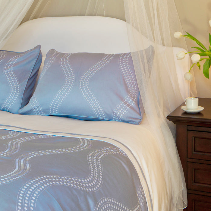 Ocean Blue Marina Duvet Cover Set - King Size 3-Piece Luxury Bedding with Pillow Shams - Soft Breathable Cotton for Comfortable Sleep - Perfect for Coastal Bedroom Decor & Guest Room Styling