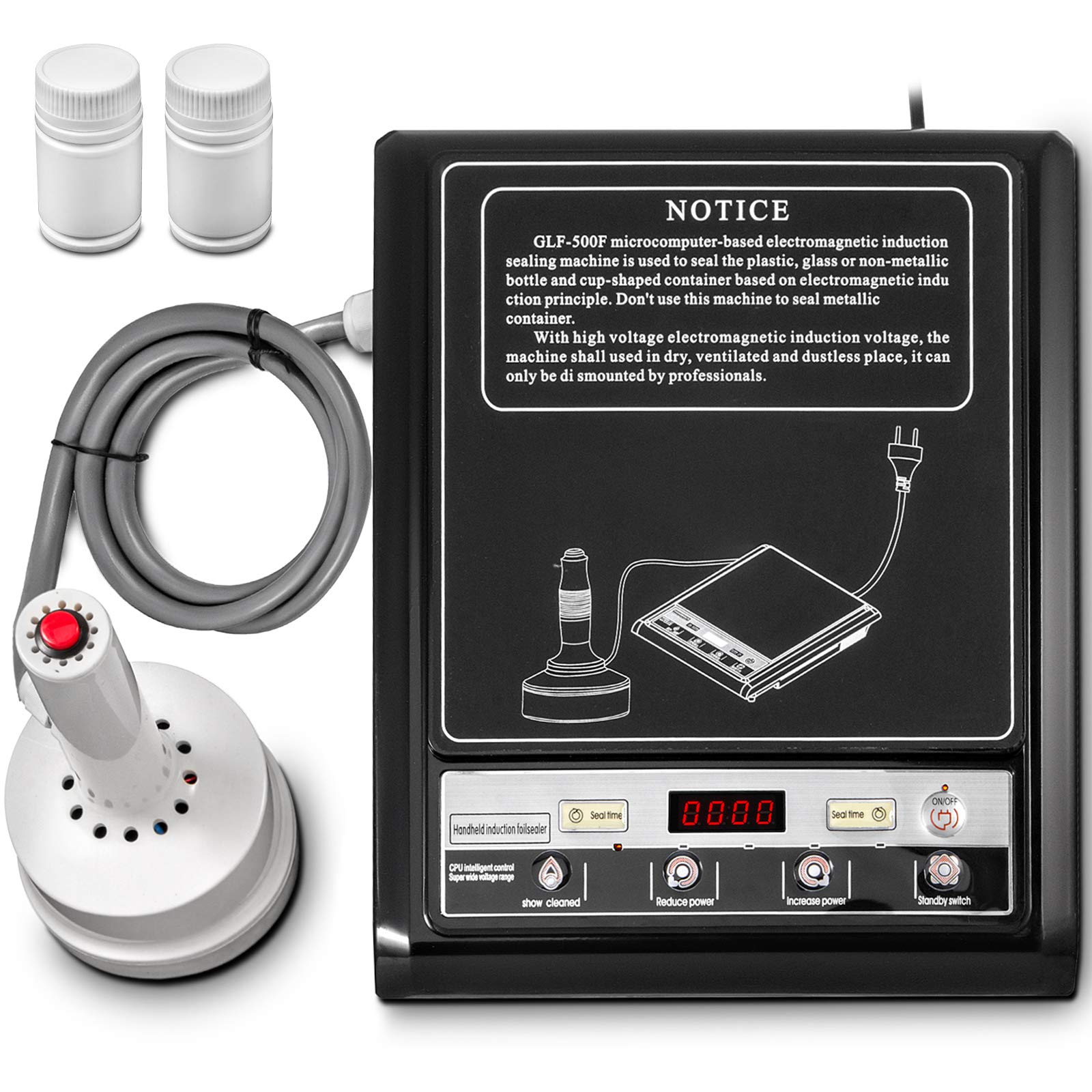 BestEquip 15-100mm Handheld Induction Sealer Machine for Bottle Caps - Seals PP, PET, PVC, PE & Glass Containers - Portable Induction Sealing Device for Food, Beverage, Pharmaceutical & Cosmetic Packaging