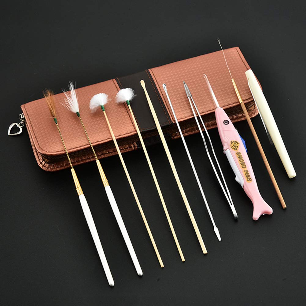 Hovico 10Pcs Ear Wax Remover Kit with Spoon & Brush - for Safe Ear Cleaning at Home