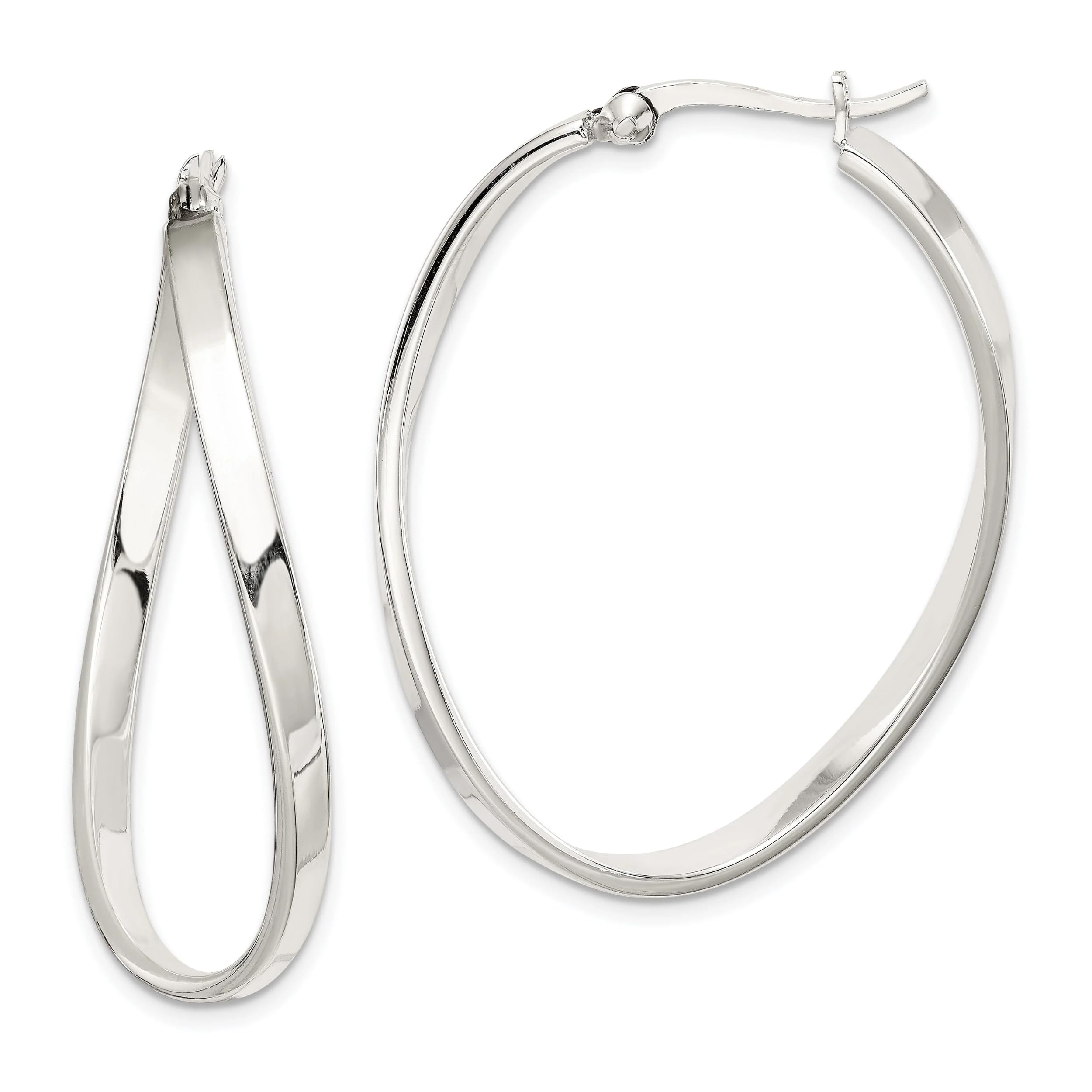 Sterling Silver Oval Hoop Earrings for Women - 925 Silver Dainty Everyday Jewelry - Perfect for Work, Date Night & Casual Outfits