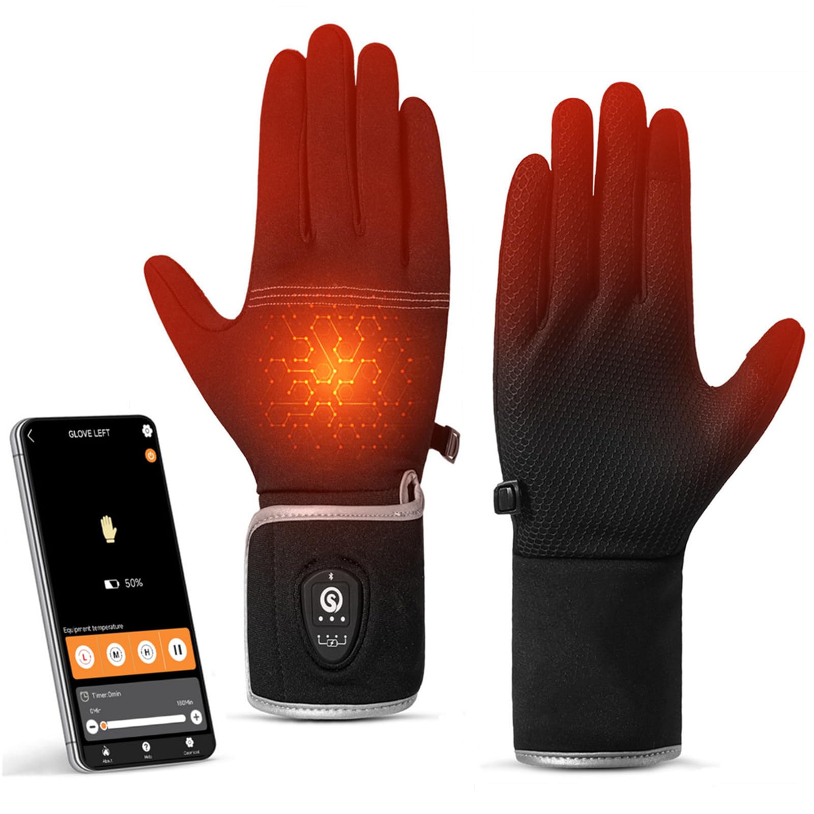 Smart Electric Heated Glove Liners for Men & Women - Rechargeable APP-Controlled Winter Gloves for Driving, Typing & Outdoor Activities - Perfect for Skiing, Hiking & Cold Weather Commutes