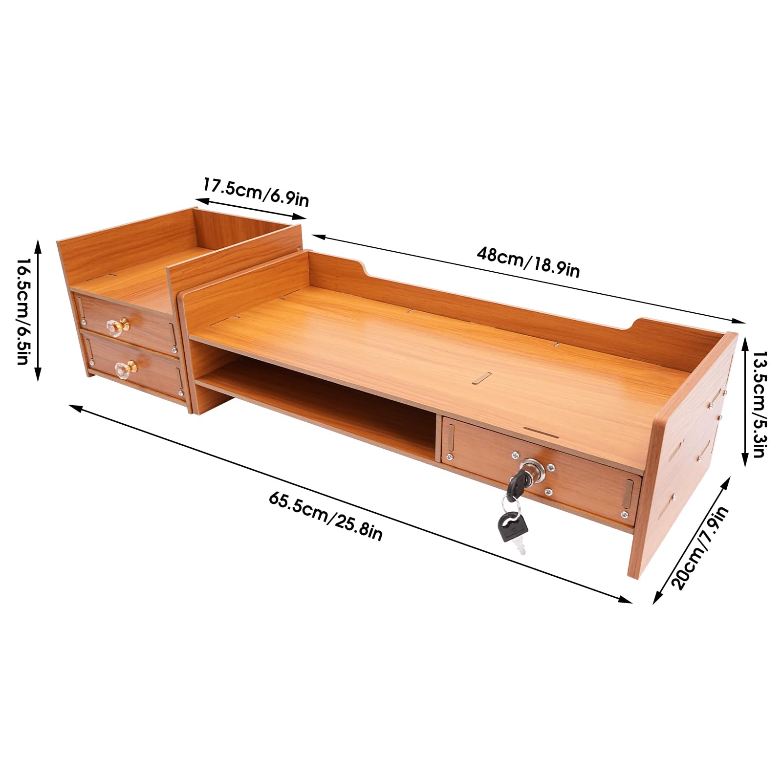 Adjustable Wood Monitor Stand Riser with Storage Drawer - Desktop Organizer for Computer, Laptop, Printer & Phone - Perfect for Home Office & Workspace Organization