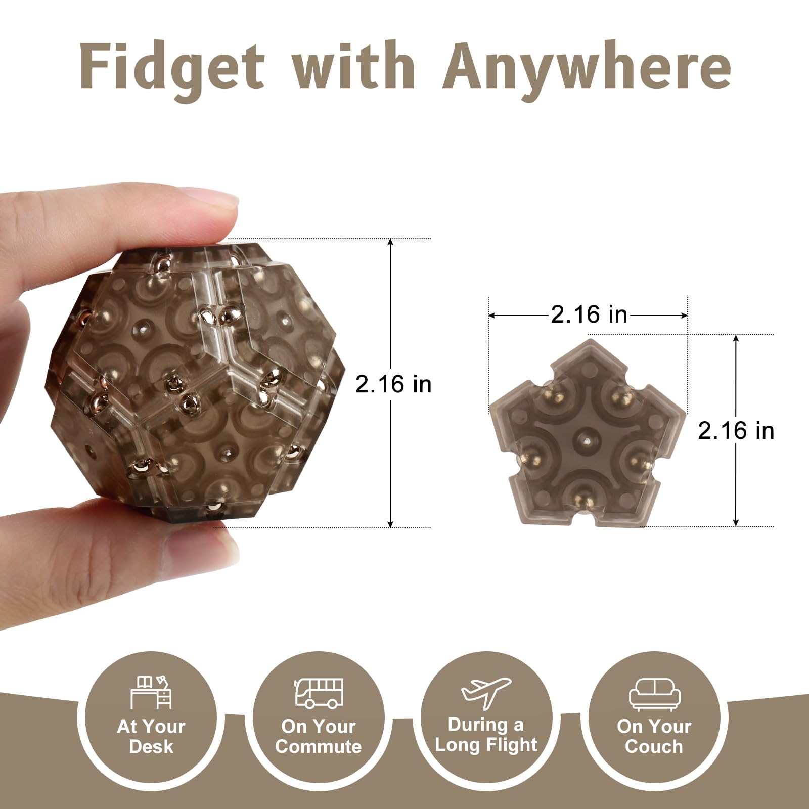 **Stress Relief Fidget Toys for Adults & Kids - Black Sensory Toys for Anxiety, ADHD, Focus - Stocking Stuffers for Teens, Office Desk Toys, Quiet Travel Gifts for Boys & Girls**    *(Use for stress relief, classroom focus, travel entertainment, or office relaxation)*