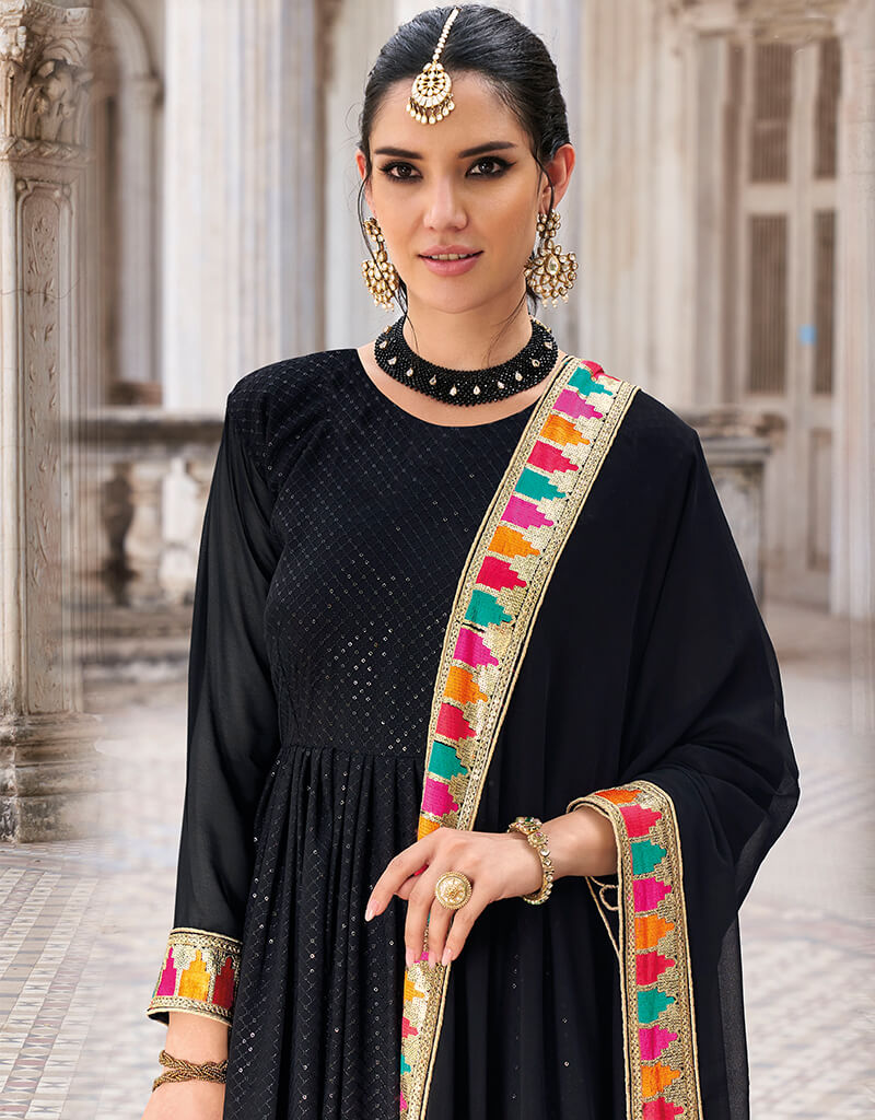 Elegant Black Georgette Pant Suit for Women - Formal Office Wear & Evening Party Outfit