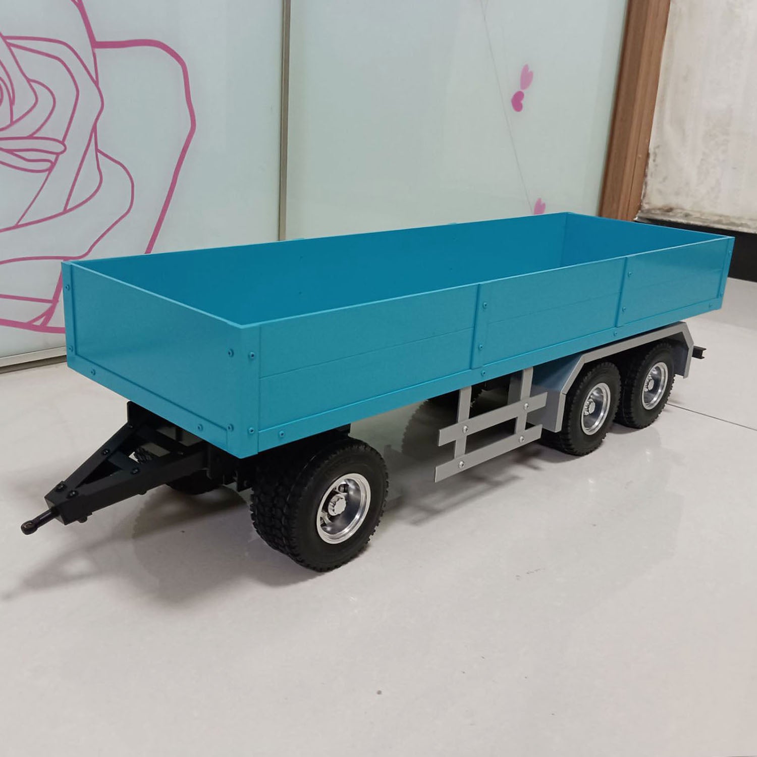1/14 Scale Metal 3-Axle RC Trailer for Tractor Truck - Remote Controlled Hydraulic Dump Truck Model Kit for DIY Hobbyists | Perfect for Construction Site Play, RC Vehicle Shows & Collectors