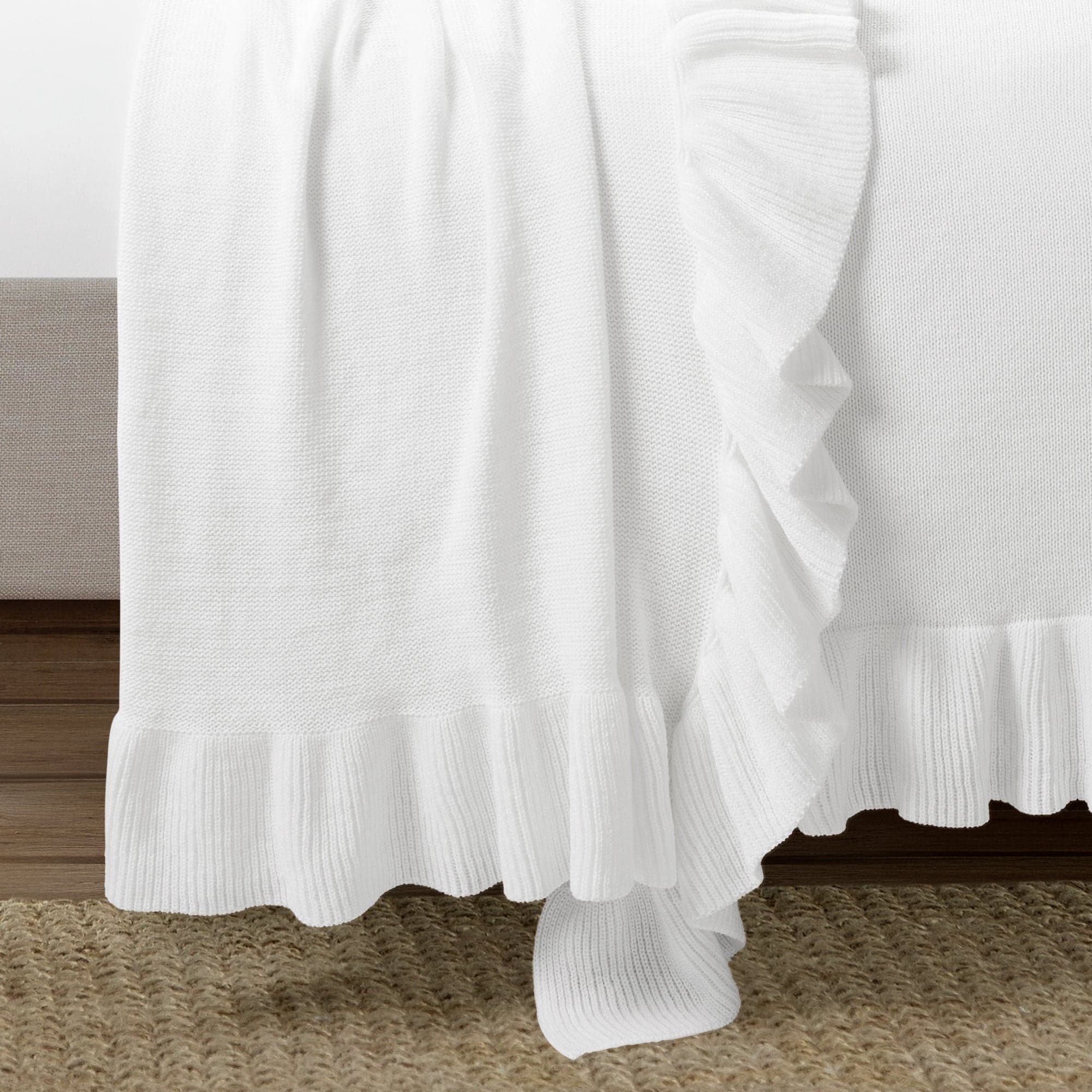 Reyna Soft Knitted Ruffle Blanket - Cozy Throw Coverlet for Bed, Couch & Nursery - Perfect for Gift, Winter Warmth & Home Decor
