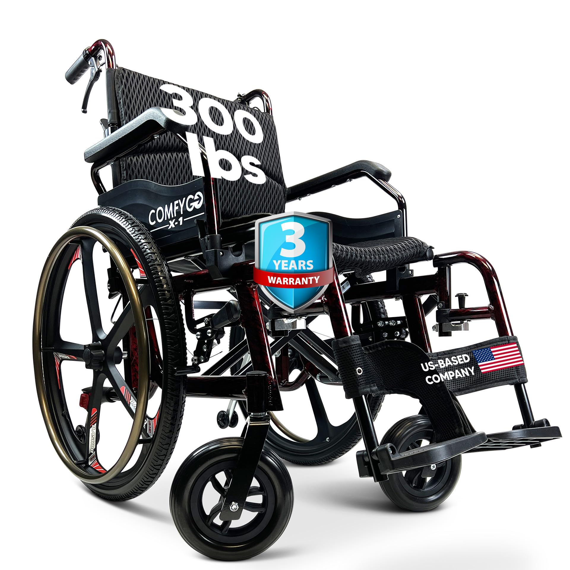 Ultra Lightweight Folding Manual Wheelchair for Adults - 17.5