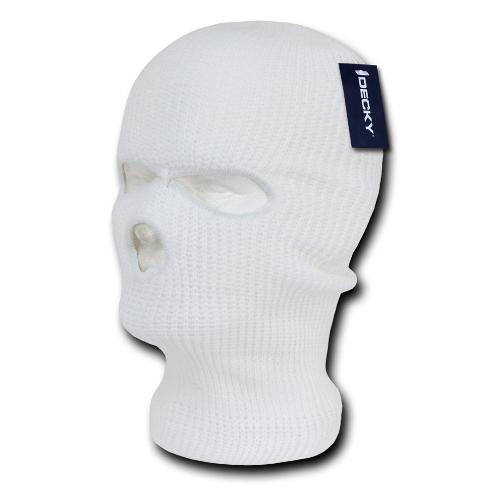 Decky 3 Hole Knit Tactical Ski Mask Beanie - Warm Winter Balaclava for Men & Women - Perfect for Skiing, Snowboarding, Motorcycling & Outdoor Sports (White)