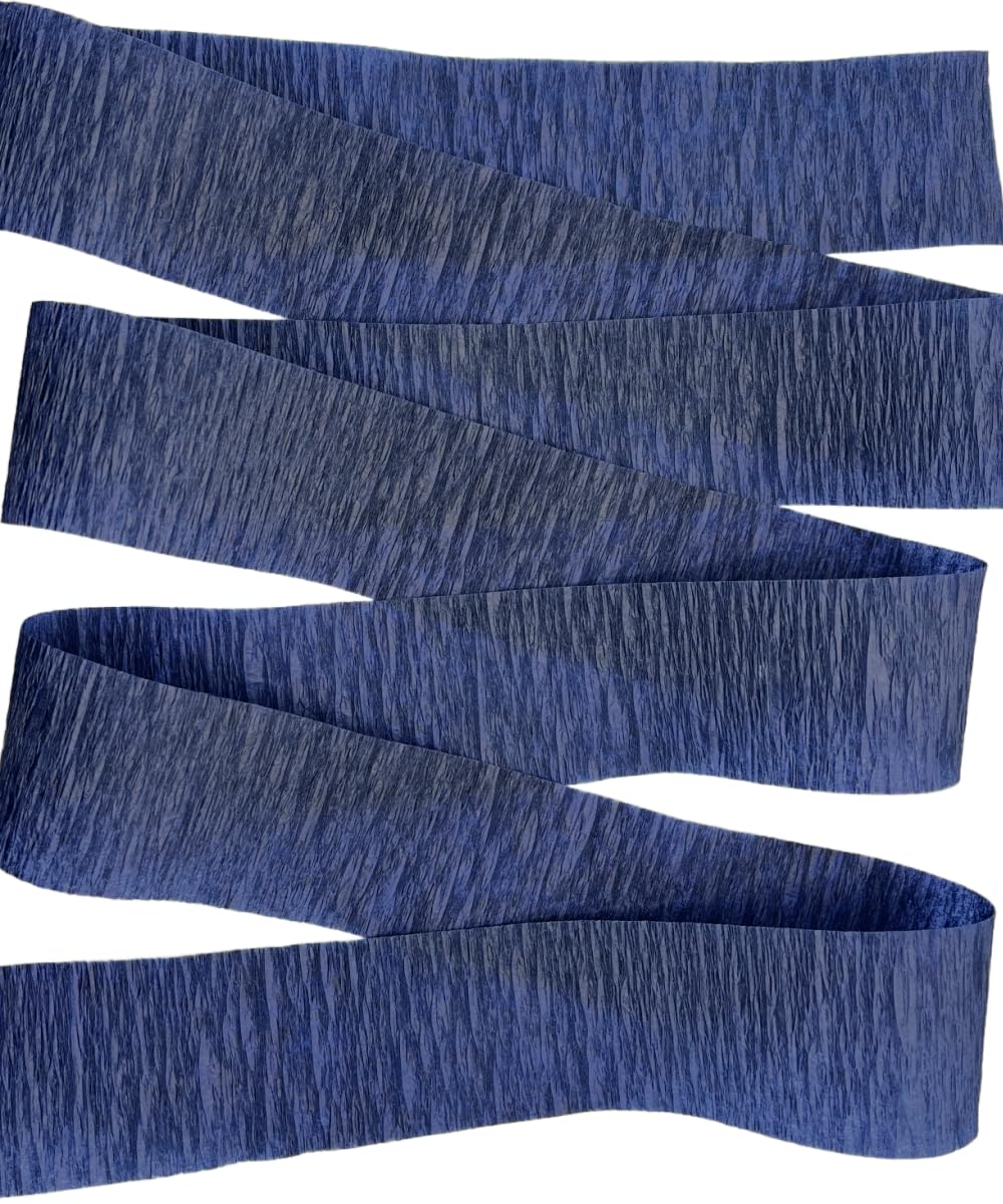Navy Blue & Silver Metallic Crepe Paper Streamers - 4 Rolls for Party Decorations, Birthday Celebrations & Home Decoration