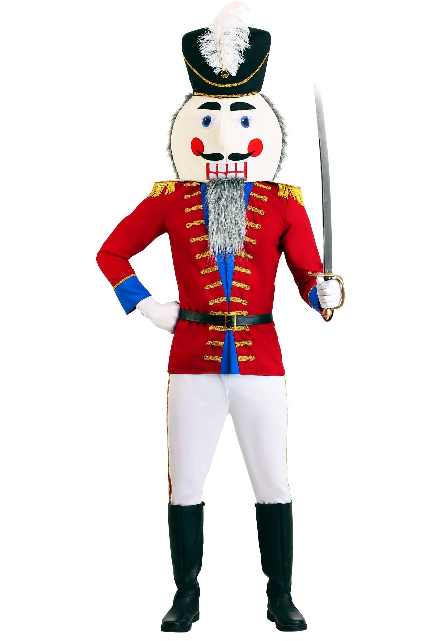 Adult Nutcracker Costume Set with Headpiece - Christmas Toy Soldier Uniform for Holiday Parties & Themed Events