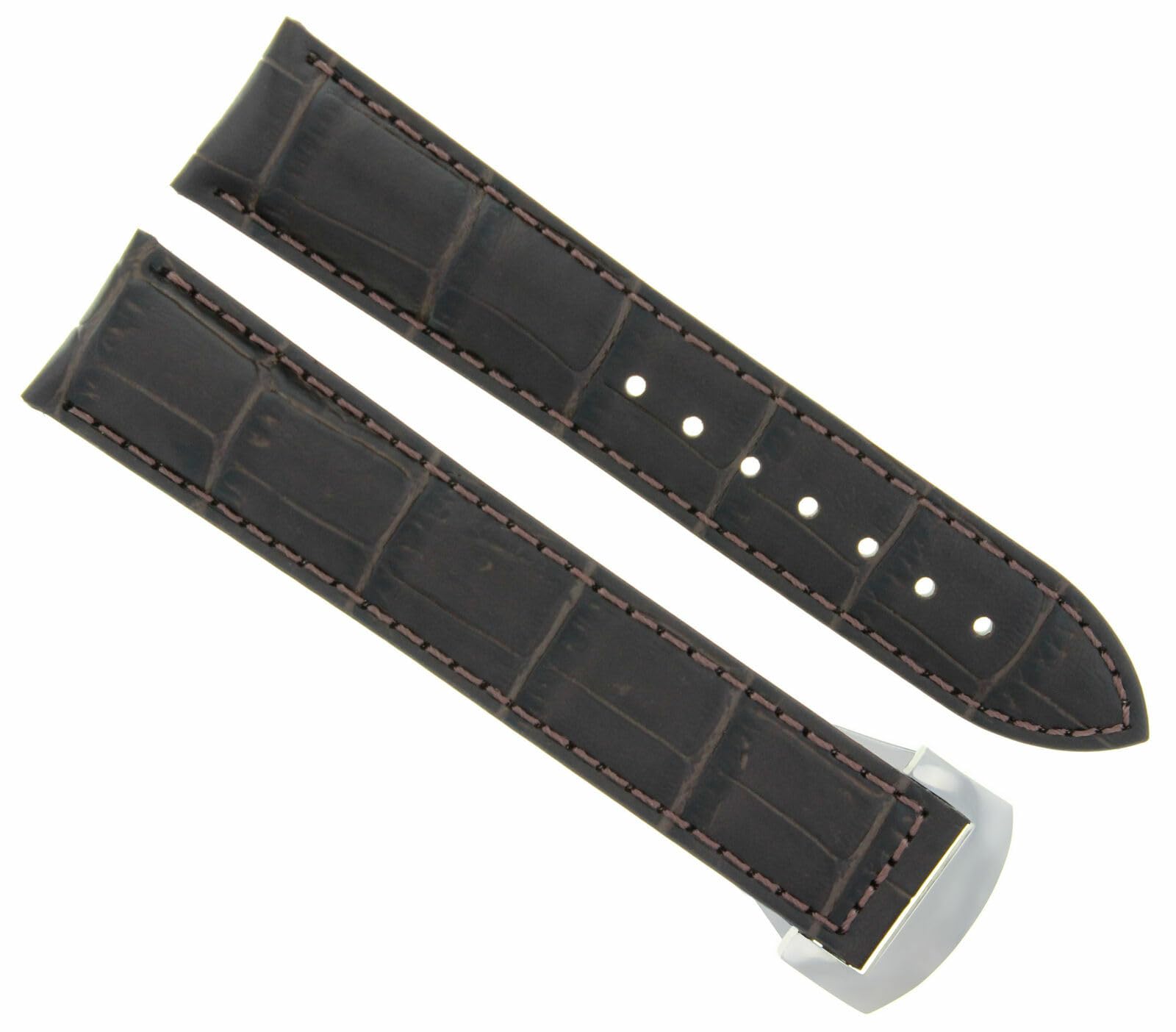 20mm Genuine Leather Watch Band Strap for Omega Seamaster Planet Ocean - Dark Brown Replacement Strap with Deployment Clasp | Durable & Comfortable for Daily Wear, Business & Casual Occasions