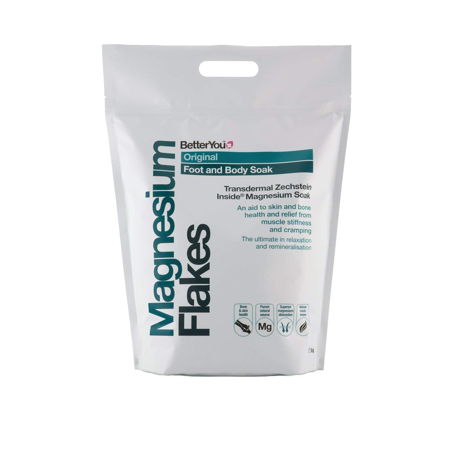 BetterYou Original Magnesium Flakes – 5kg Pure Magnesium Chloride for Relaxing Foot & Body Soak | Epsom Salt Alternative | Muscle Recovery, Stress Relief & Better Sleep | Perfect for Bath Soaks, Spa Treatments & Home Wellness