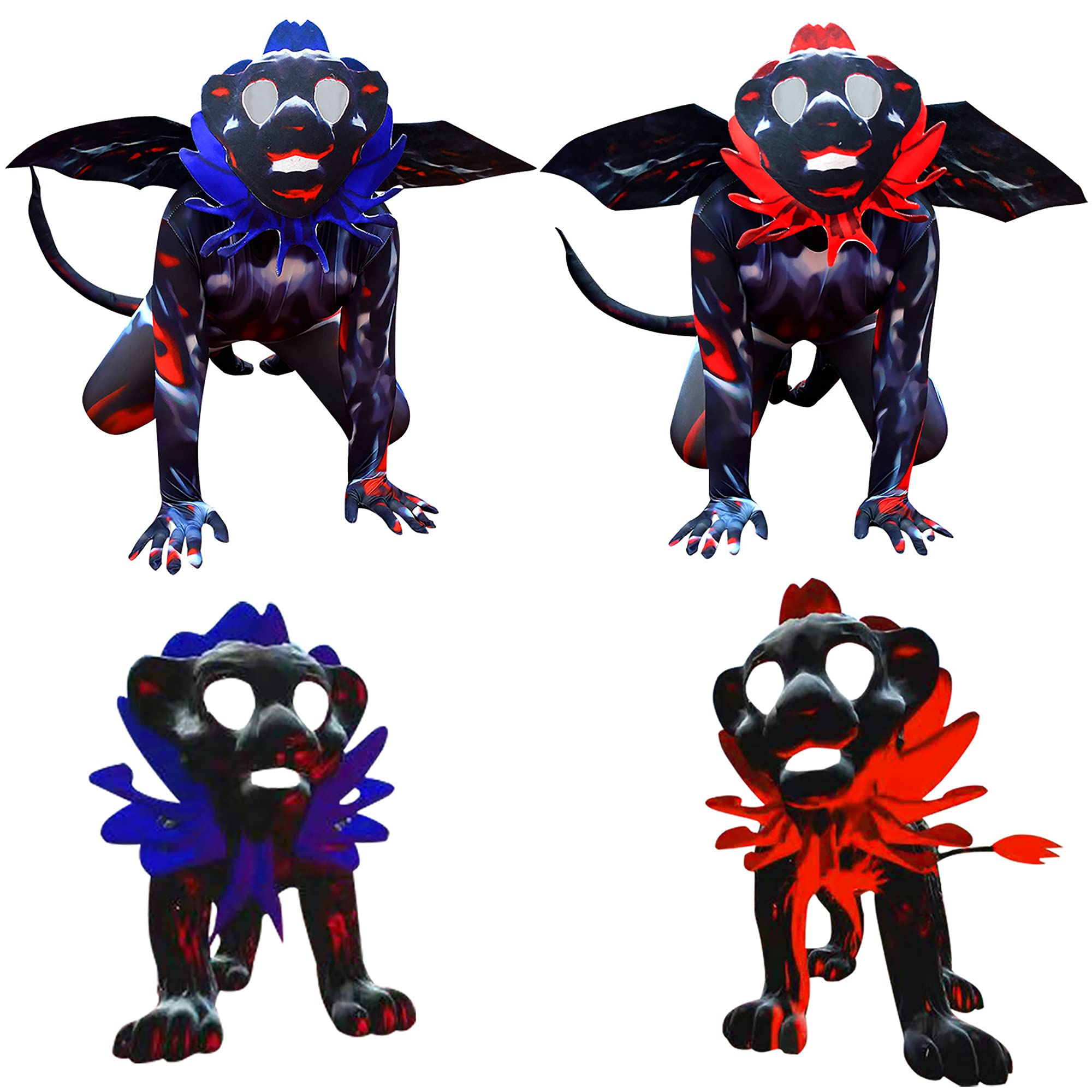 Scary Cartoon Animal Cosplay Costume for Halloween - Dog, Cat & Lion Monster Bodysuit with Mask for Kids | Perfect for Halloween Parties, Trick or Treat & Cosplay Events
