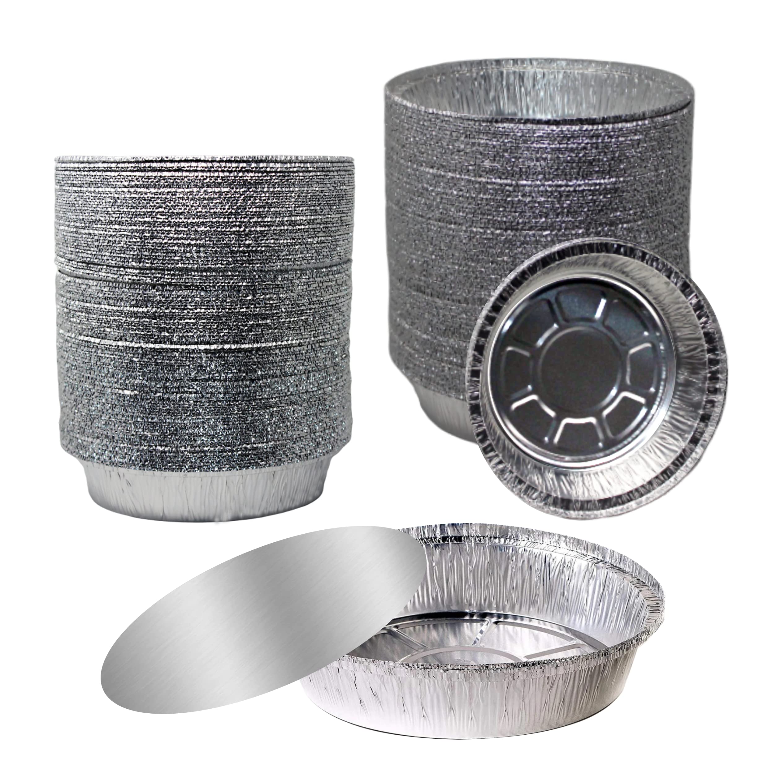 EcoQuality [500 Pack] 6 Inch Disposable Round Aluminum Foil Pans with Board Lids - Bake, Cook & Serve Food - Perfect for Catering, Restaurants, Parties, Picnics & Meal Prep - Oven Safe & Leak Proof Food Containers