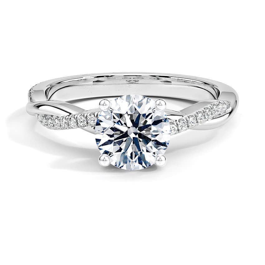 1 Carat Moissanite Engagement Ring for Women - Infinity Twisting Design in Platinum Plated Silver | Perfect Proposal Gift, Wedding Jewelry & Anniversary Present
