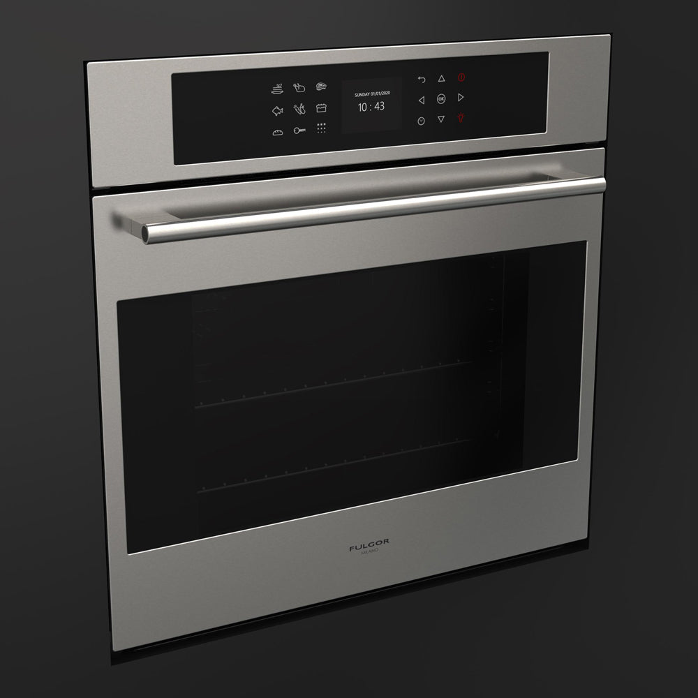 Fulgor Milano 24 Inch Stainless Steel Electric Single Wall Oven with Self-Cleaning & Convection - F7SP24S1 | Perfect for Modern Kitchens, Baking, Roasting & Entertaining
