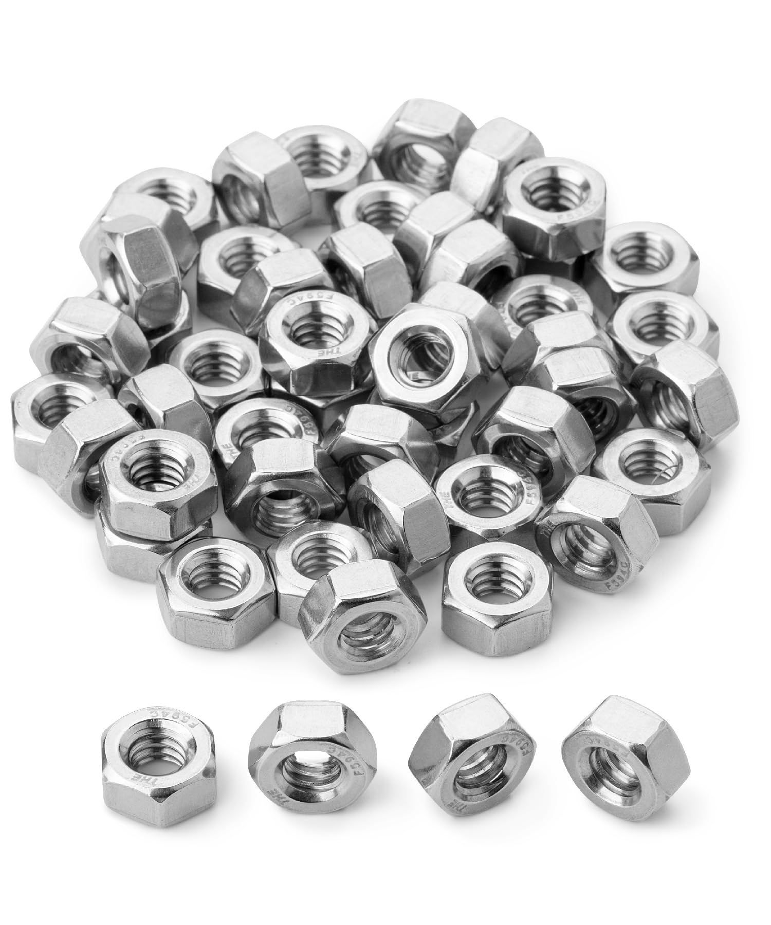 Bates 1/4-20 Stainless Steel Hex Nuts (50 Pack) - 304 Grade, Corrosion Resistant Hardware Nuts for DIY, Automotive, and Machinery Repair | Perfect for Fastening, Construction, and Industrial Applications