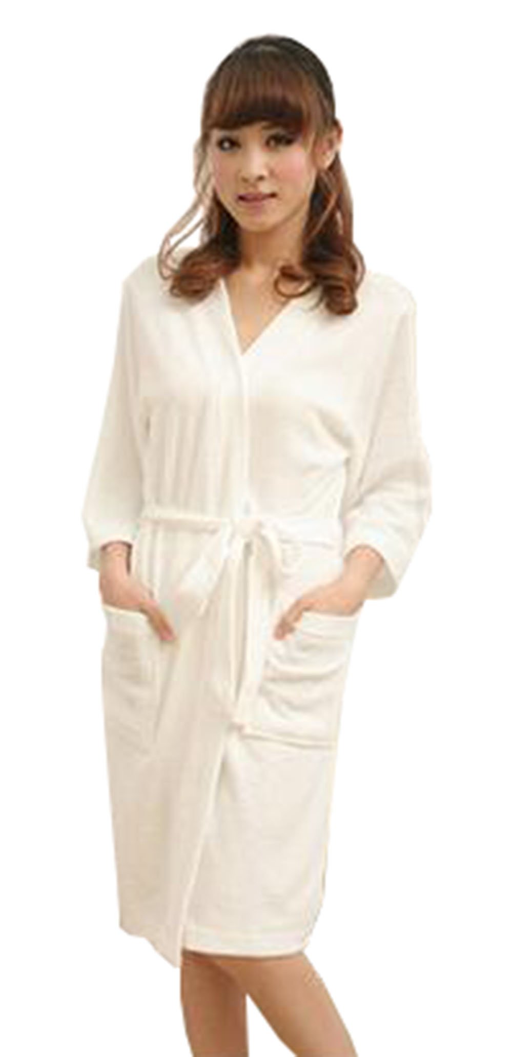 Women's Long Sleeve Waffle Cotton Bathrobe - Lightweight Spring & Summer Kimono Robe for Spa, Lounge & Home Relaxation