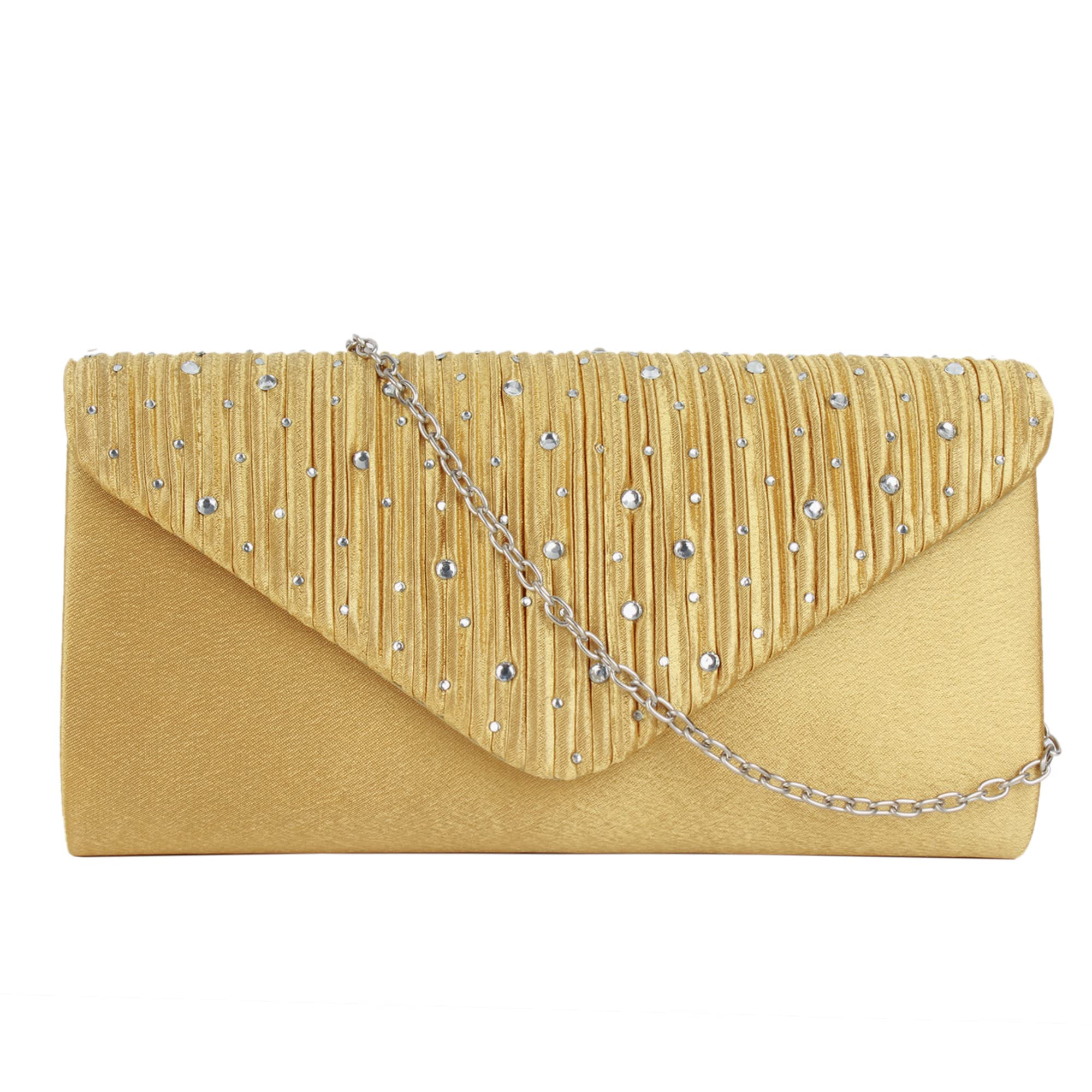 Aisi Women's Rhinestone Studded Flap Envelope Clutch Purse - Elegant Evening Bag with Chain Strap for Party, Prom, Wedding & Special Occasions