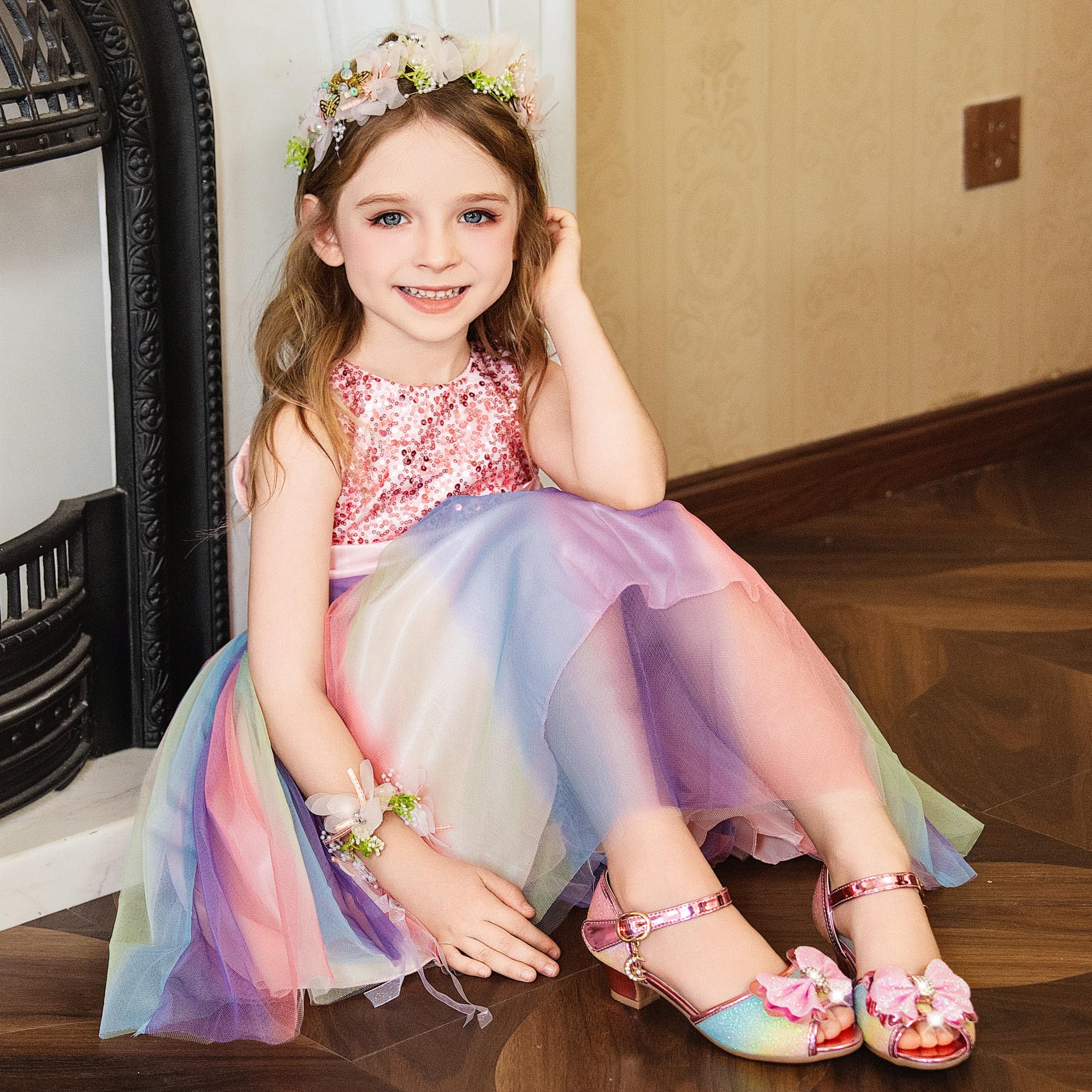 Osinnme Girls' Wedding Sandals for Toddlers & Little Kids - Flower Girl Shoes for Special Occasions, Birthday Parties & Formal Events