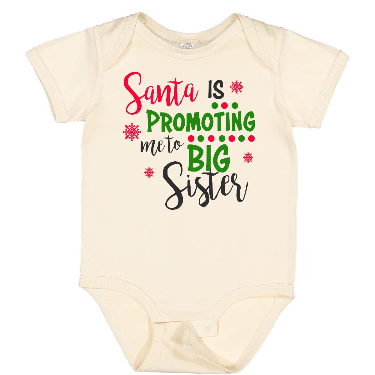 Inktastic Santa Is Promoting Me To Big Sister Baby Bodysuit - Cute Christmas Sibling Announcement Outfit for Newborns & Infants - Perfect for Holiday Photos & Family Gatherings