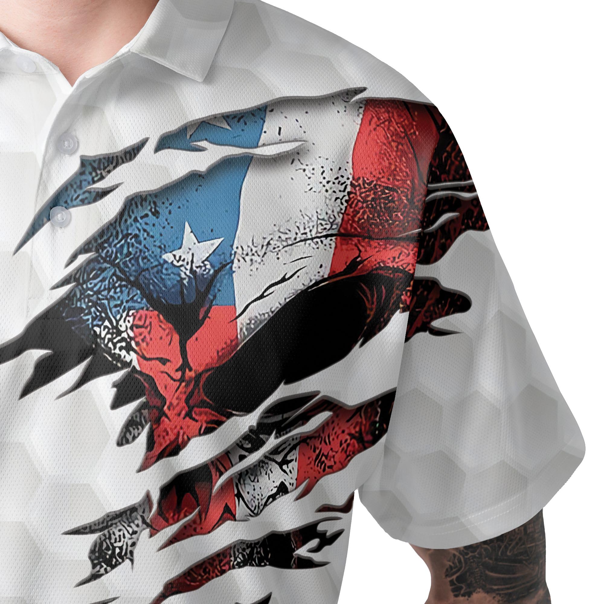 HYPERFAVOR Patriotic American Flag Golf Polo Shirts for Men - Short Sleeve Performance Golf Shirt - Perfect for Golf Tournaments, 4th of July Celebrations & Casual Wear