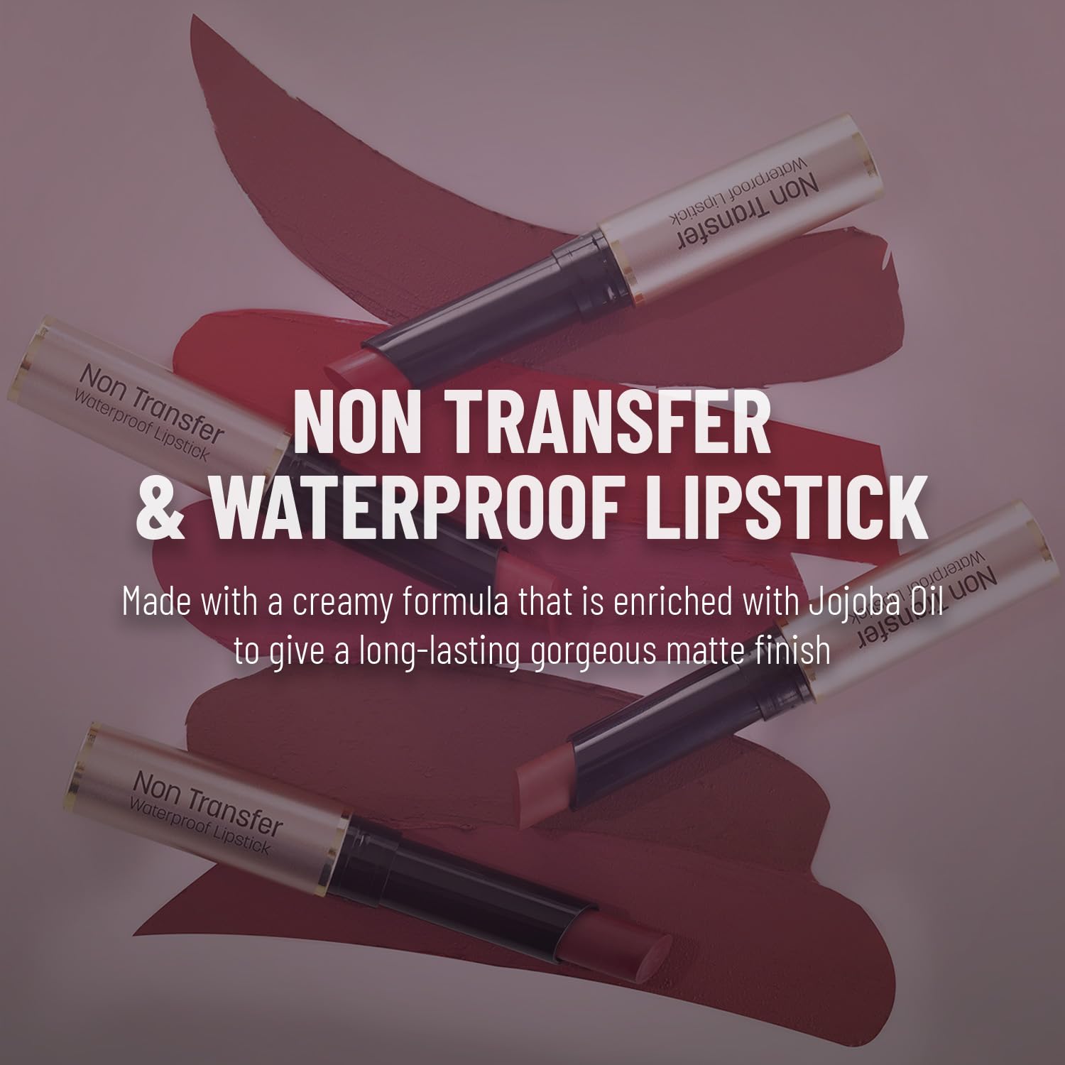 Swiss Beauty Non-Transfer Waterproof Matte Lipstick with Jojoba Oil - Long Lasting, Highly Pigmented (Shade: Bare, 3g) | Perfect for Daily Wear, Parties & Special Occasions