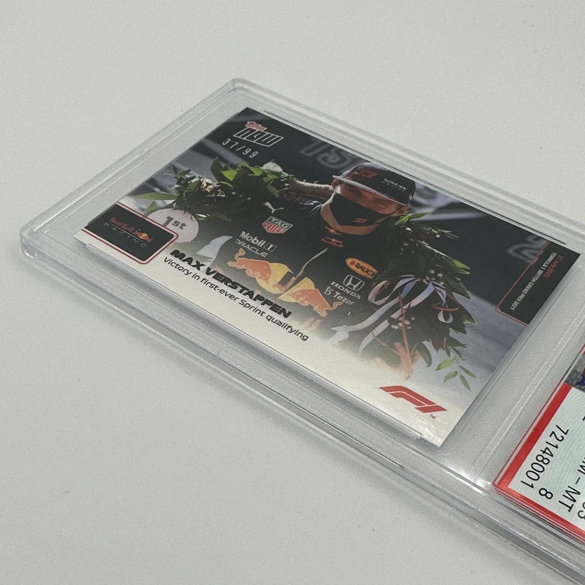 PSA 8 Graded 37/99 Max Verstappen First Sprint Qualifying Victory #33 - F1 Racing Collectible Card for Display & Investment