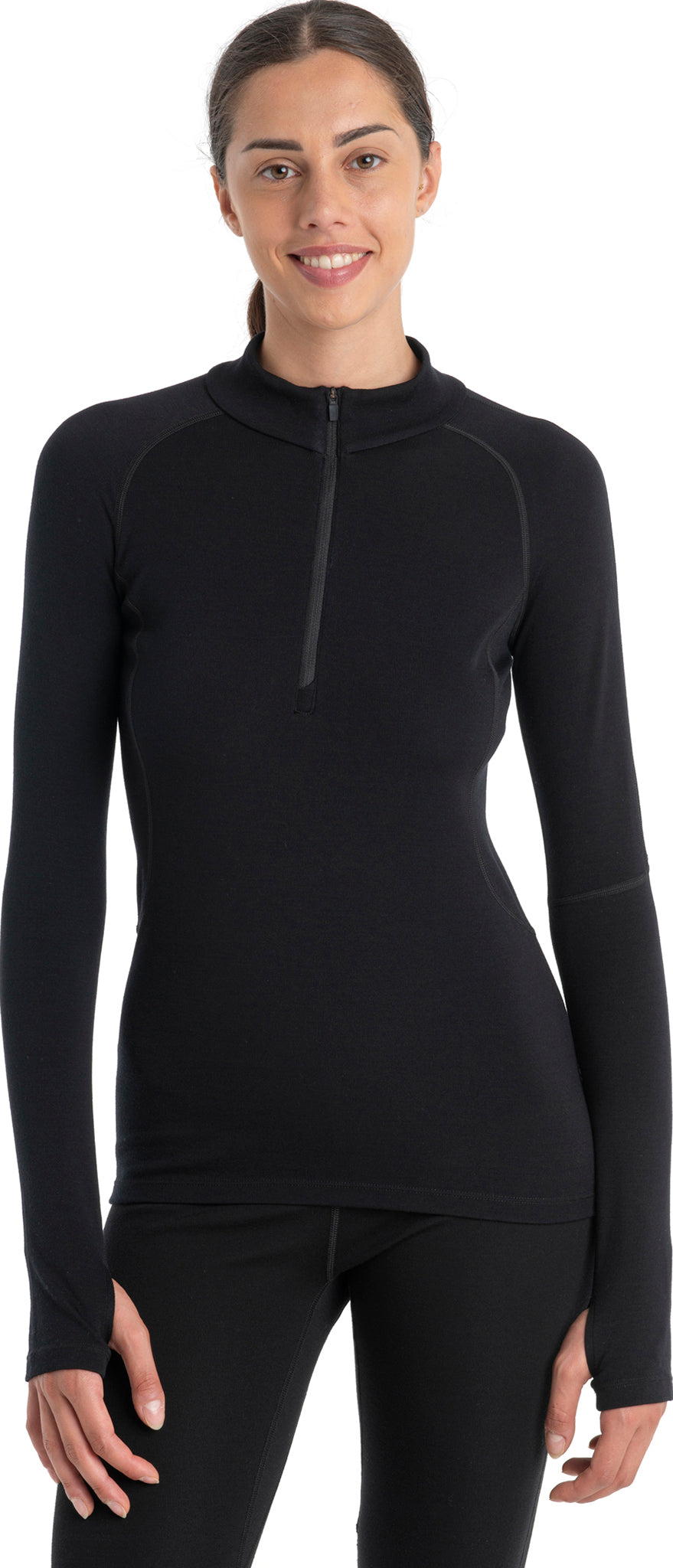 300 MerinoFine Polar Long Sleeve Half Zip Thermal Top for Women - Warm Winter Base Layer for Skiing, Hiking & Outdoor Activities