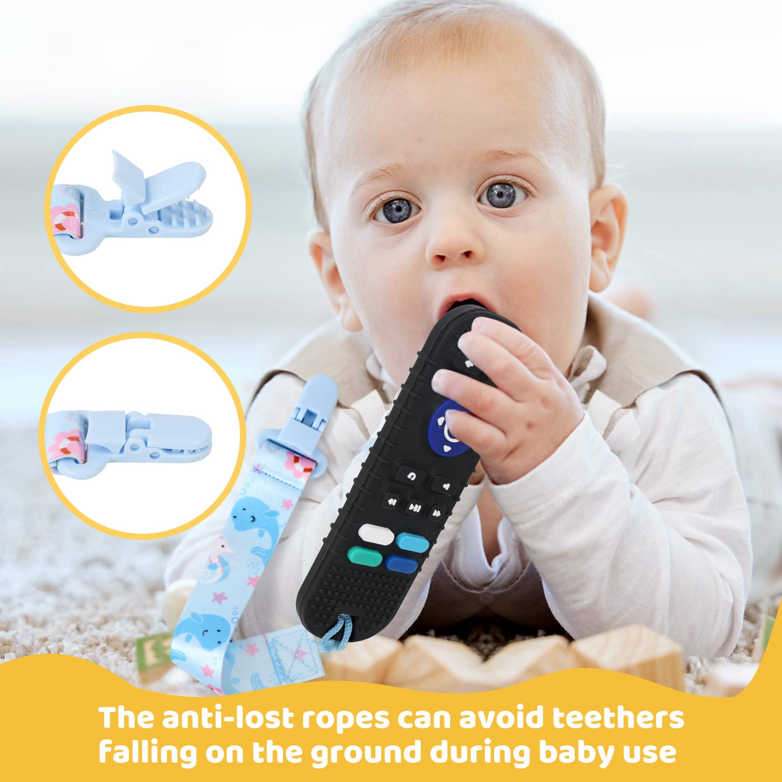 Baby Teething Toys for 0-12 Months - 2 Pack Silicone Remote Control Chew Toys for Infants & Toddlers | BPA-Free, Freezable Teether for Gum Pain Relief | Perfect Newborn Gift for Boys & Girls (Great for Soothing Sore Gums During Playtime & Travel)