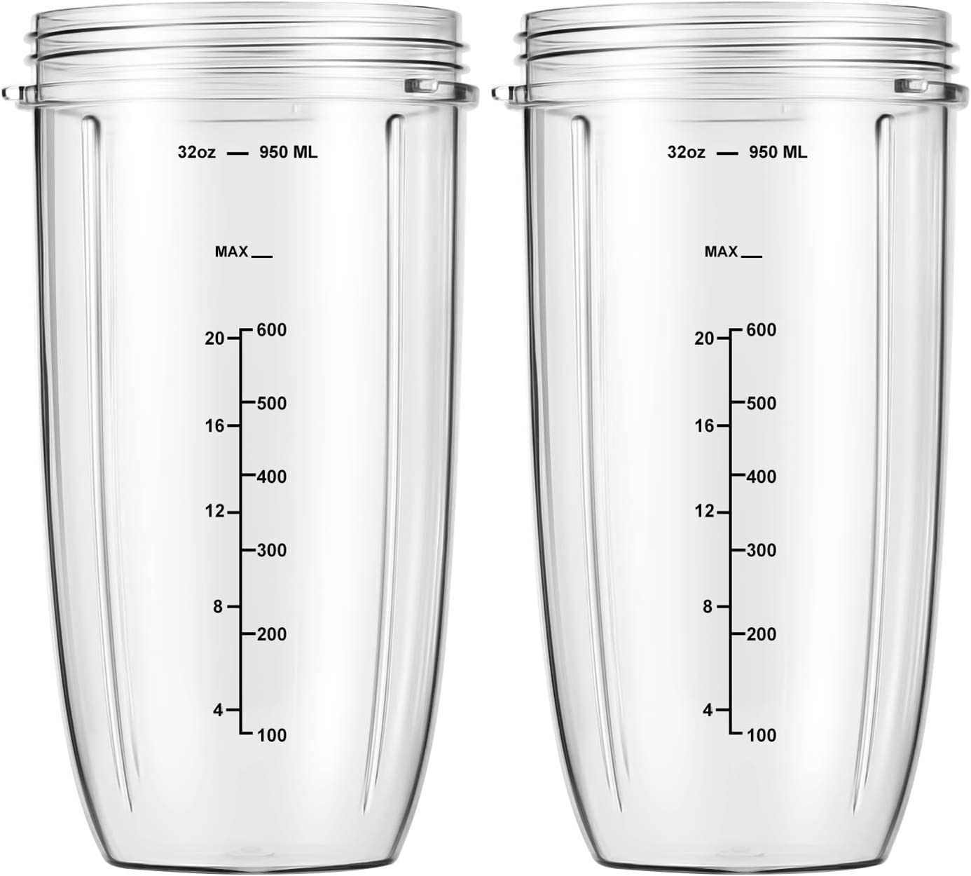 2-Pack 32oz Replacement Blender Cups for NutriBullet 600W & 900W Blenders - Durable BPA-Free Blending Jars for Smoothies, Protein Shakes & Meal Prep