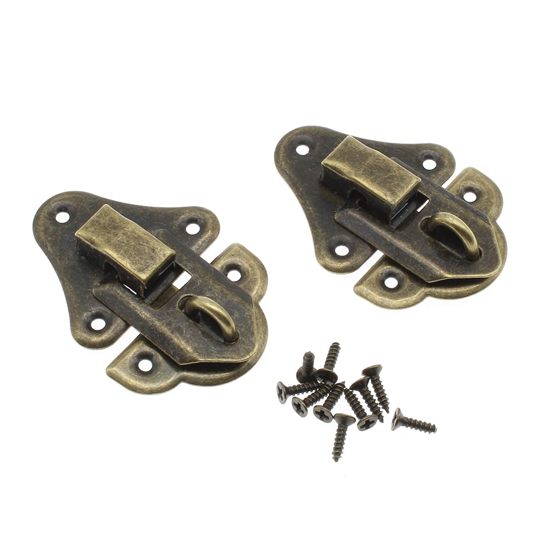 Vintage Toggle Hasp Latches - 2Pcs Bronze Antique Buckle Lock with Mounting Screws for Jewelry Box, Gift Box, Wooden Case, Cabinet, Toolbox - Perfect for DIY Projects, Home Decor & Vintage Style Storage Solutions