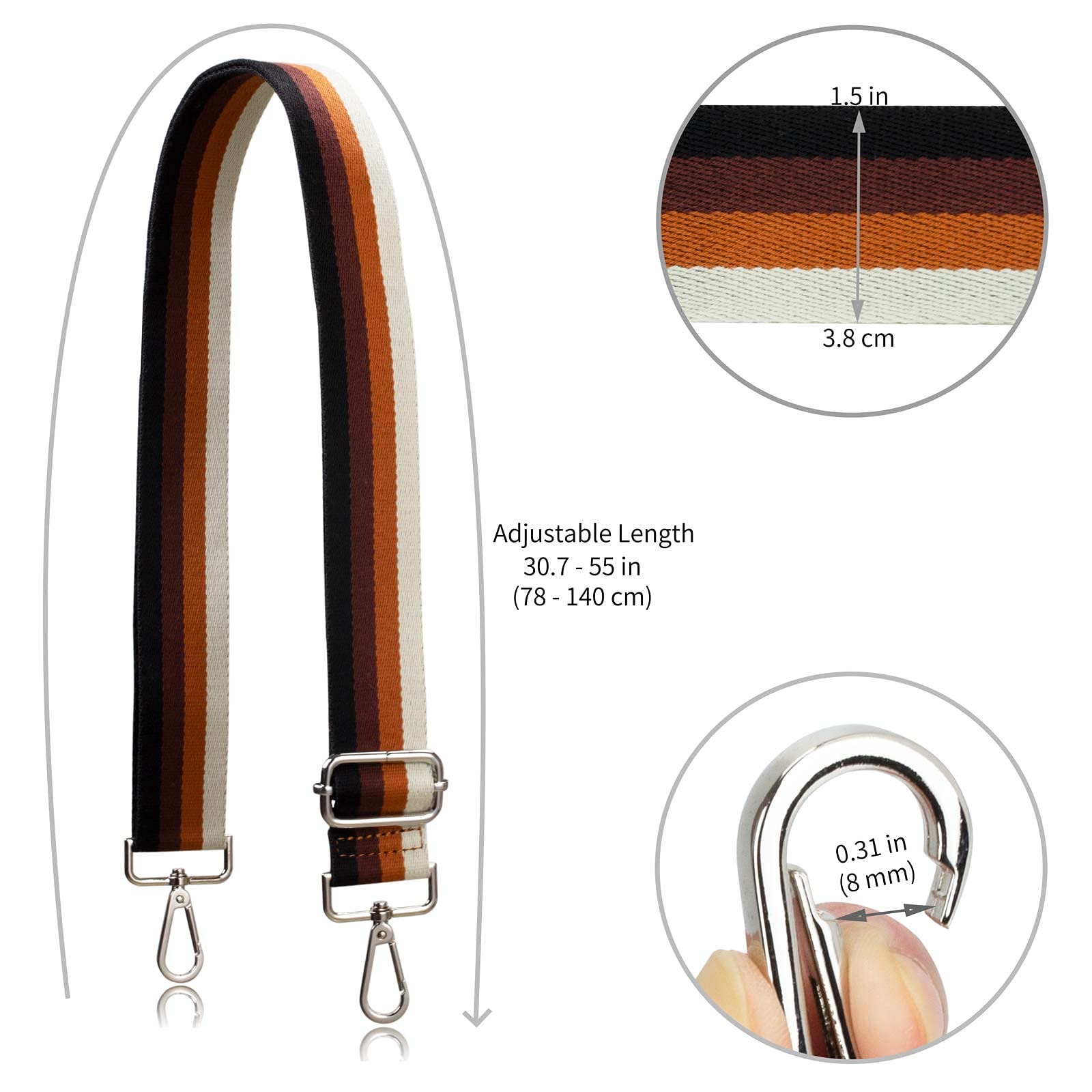 ALLZEDREAM Adjustable Crossbody Purse Strap Replacement - Wide Striped Handbag Strap for Women, Perfect for Everyday Use, Travel & Shopping