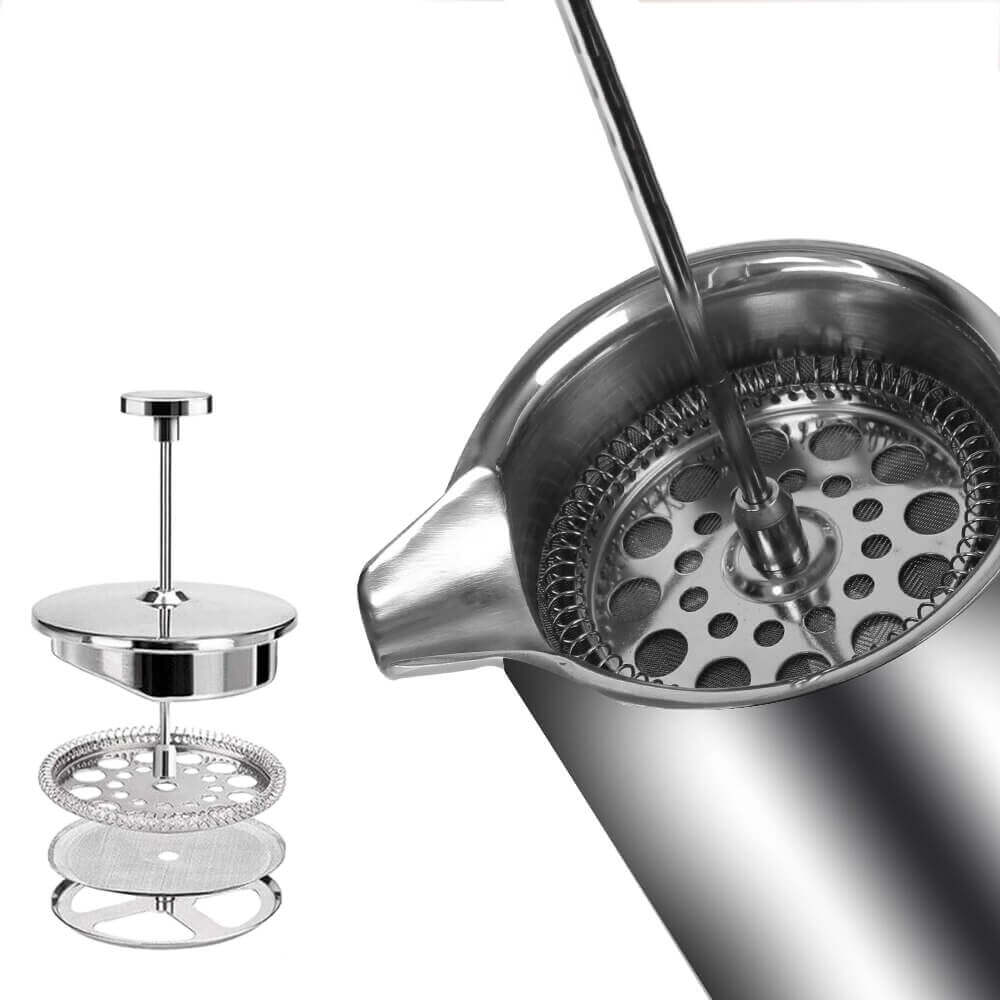 Premium Jaxton Stainless Steel French Press Coffee Maker - 34oz Double-Wall Insulated for Hotter & Longer Lasting Coffee - Perfect for Home, Office, Camping & Gifts