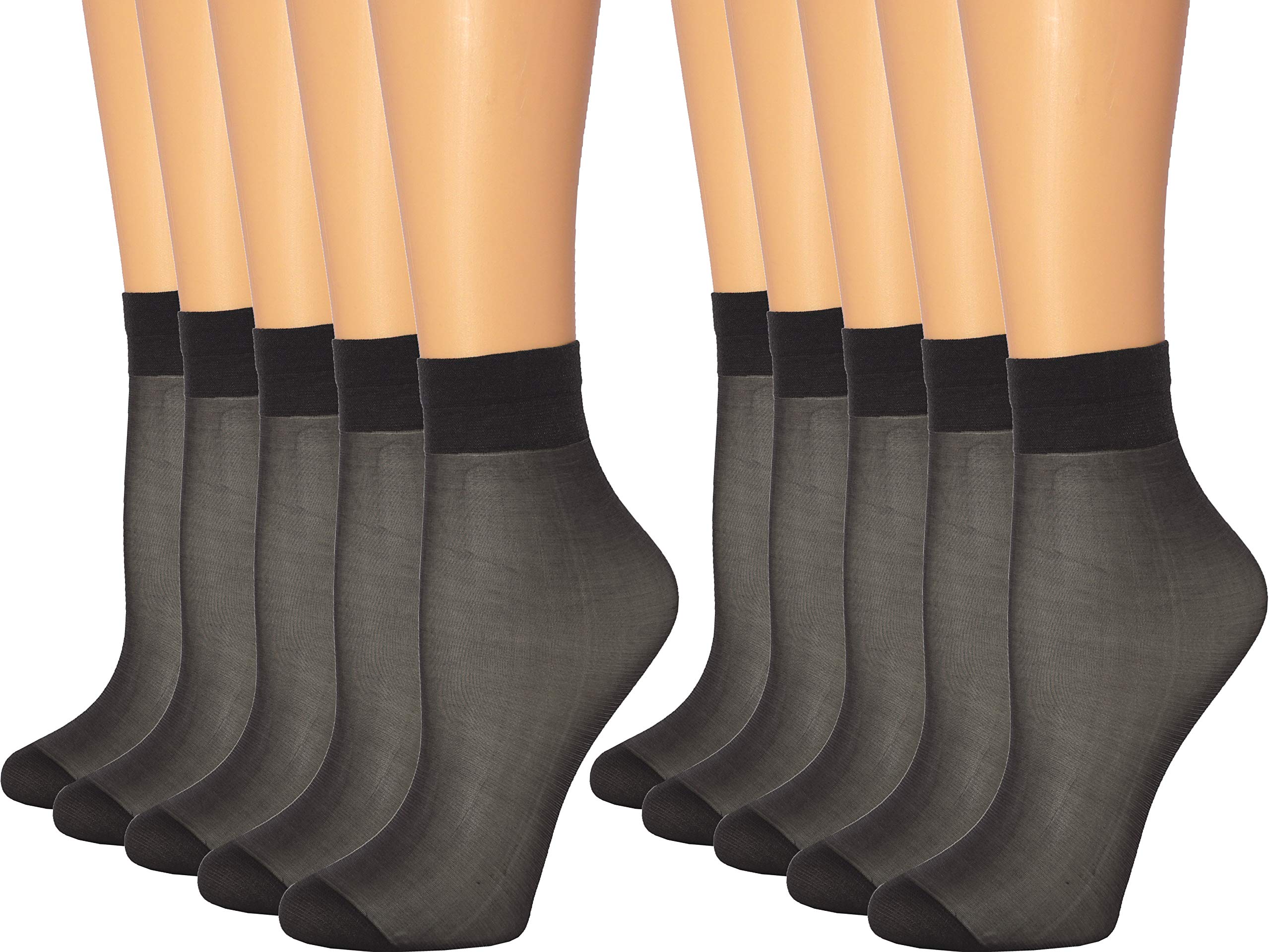 10 Pairs Women's Ankle High Sheer Socks - Soft Reinforced Toe Pantyhose Socks for Everyday Wear, Work & Casual Outfits | MALVA Brand
