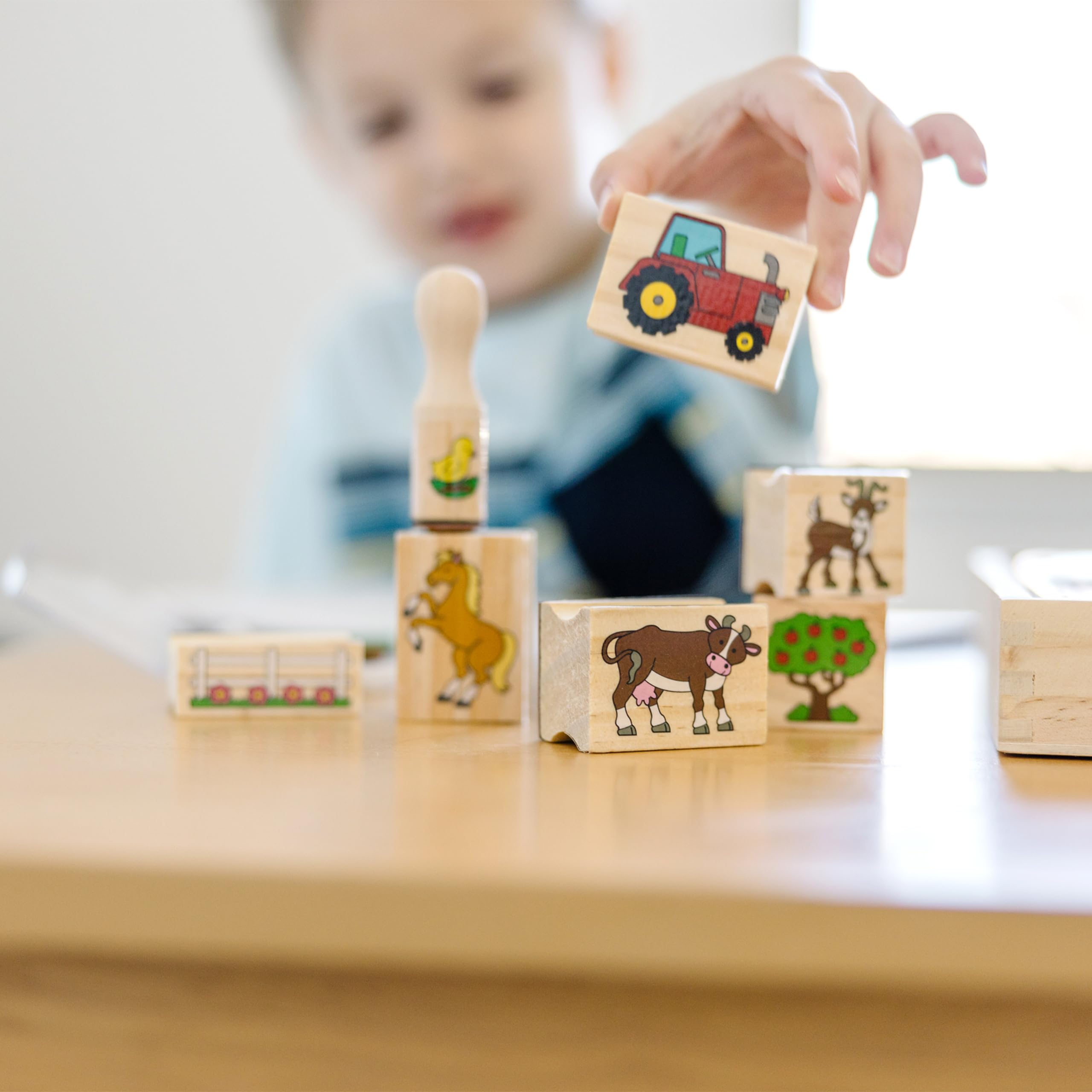Melissa & Doug Farm Animal Stamp Set - Kids Wooden Toy Stamps for Creative Play, Arts & Crafts, and DIY Scrapbooking Projects