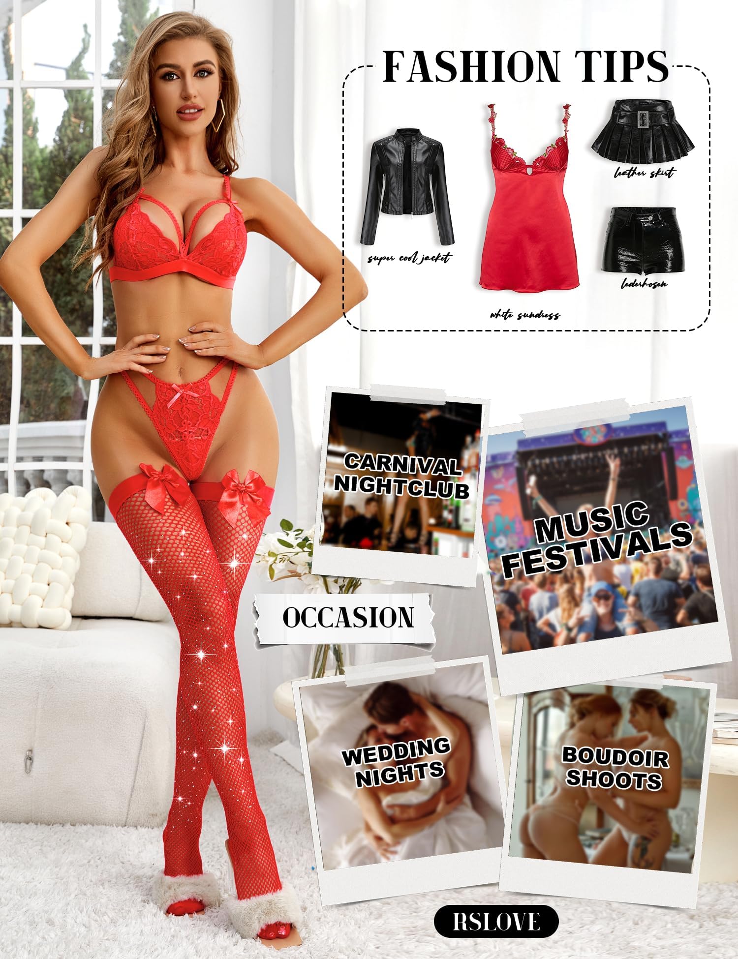RSLOVE Women's Sexy Fishnet Stockings with Suspenders & Bow - Elegant Hold-Up Tights for Lingerie, Cosplay, and Special Occasions