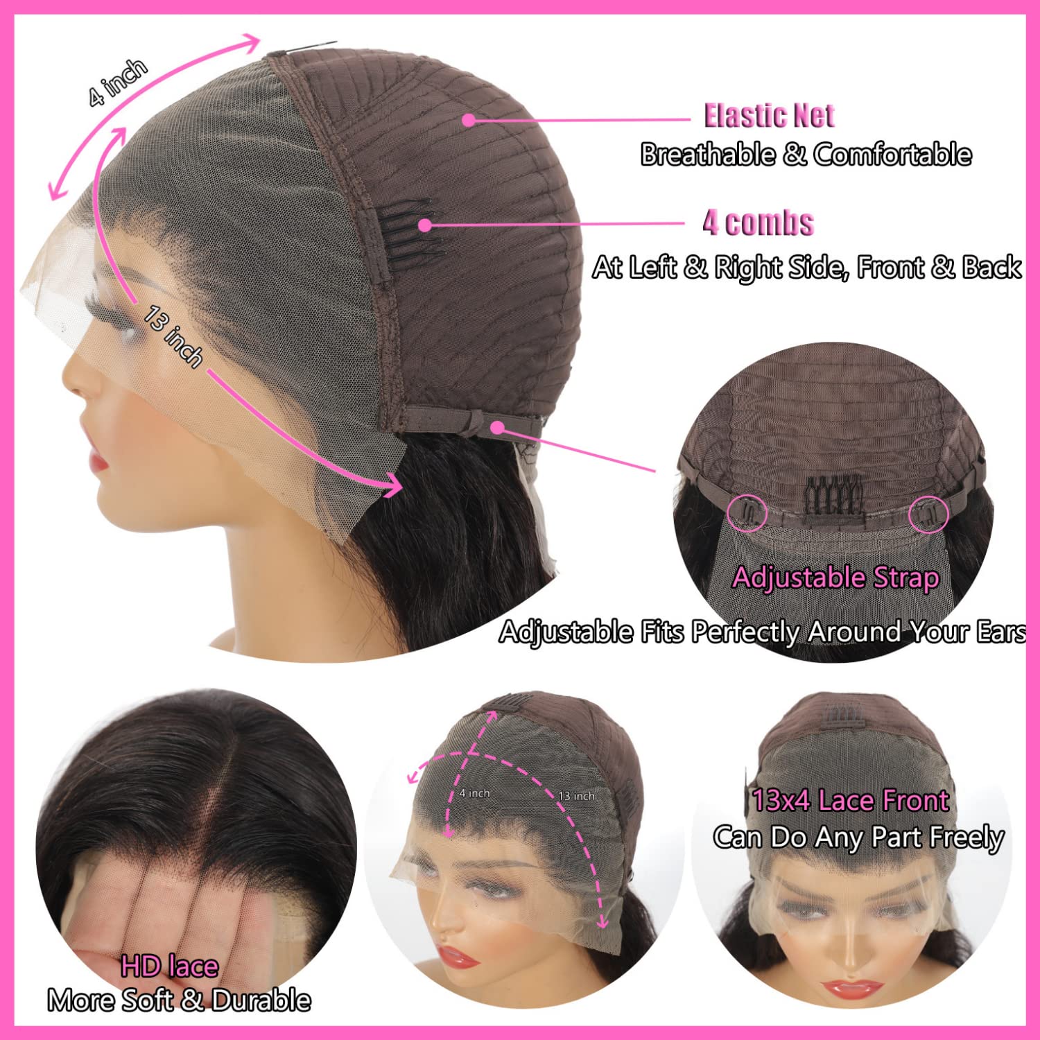 13x4 HD Straight Lace Front Wigs Human Hair for Black Women - 180% Density Glueless Brazilian Virgin Hair with Baby Hair & Pre-Plucked Hairline - Transparent Lace Frontal Wig 26 Inch - Perfect for Daily Wear, Parties & Special Occasions