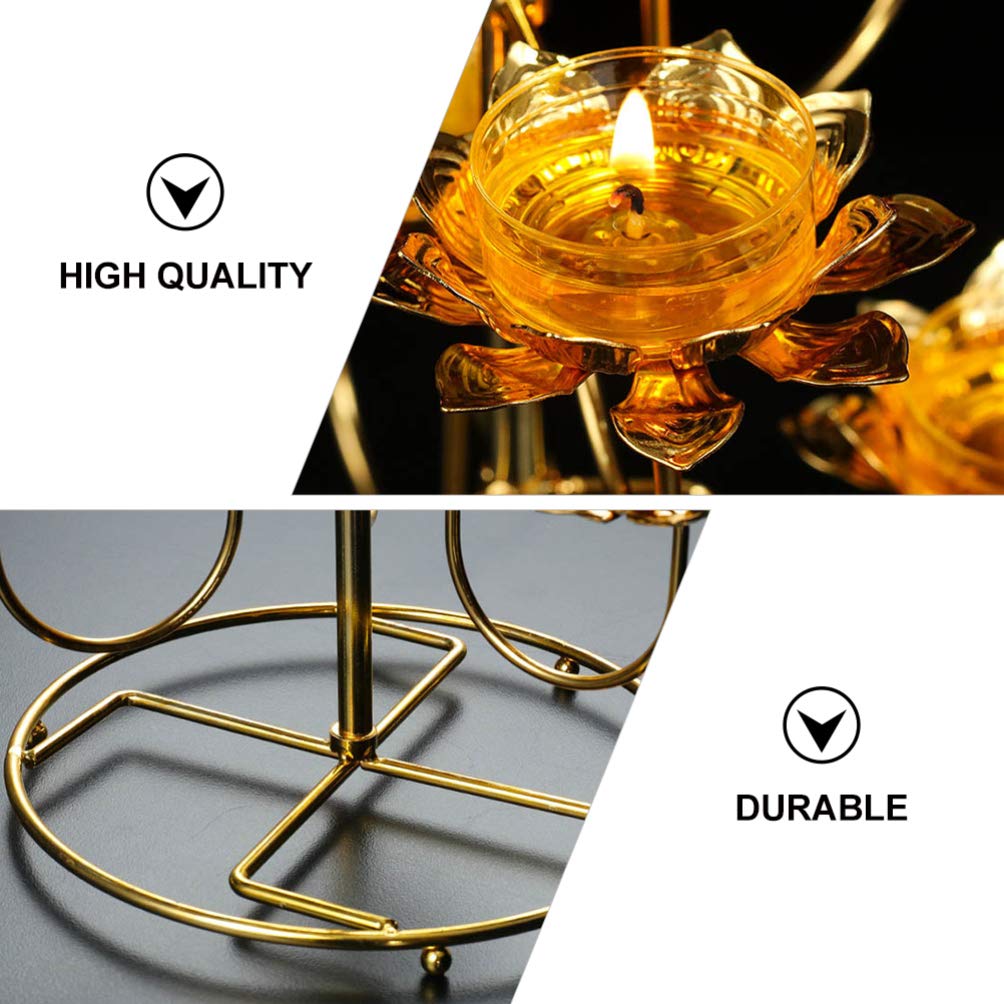 COHEALI Ghee Lamp Lotus Candle Holder - Small Golden Lotus Shaped Buddhist Butter Lamp Stand for Temple Altar & Home Decor | Perfect for Meditation, Yoga, Spiritual Ceremonies and Relaxation