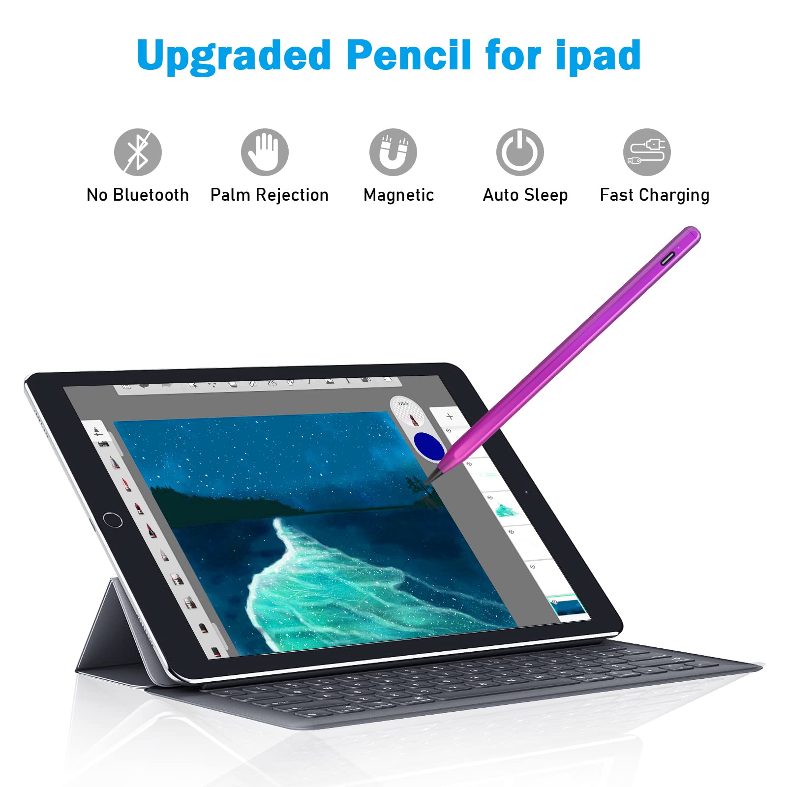 Premium Stylus Pen for iPad Mini 6/5th Gen & iPad 6/7/8/9th Gen - Magnetic Apple Pencil Alternative with Palm Rejection for iPad Air 3/4 & Pro 11/12.9 Inch - Perfect for Drawing, Note-Taking & Digital Art