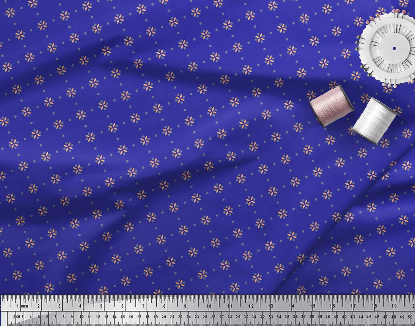 Soimoi Moss Georgette Brown Fabric by The Yard - 42 Inch Wide Dot & Floral Print Chiffon Material for Dresses, Scarves & DIY Crafts - Lightweight Soft Fabric for Sewing Projects & Home Decor