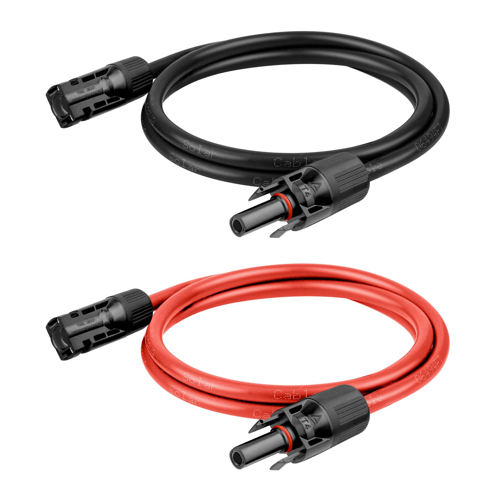 10 AWG Solar Extension Cable 2FT Black + 2FT Red - Tinned Copper Solar Panel Wire Male to Female Connector - Weatherproof for Solar Panels, RV, Boat, Marine & Outdoor Power Applications - Perfect for Off-Grid Systems, Automotive Wiring & Renewable Energy Projects
